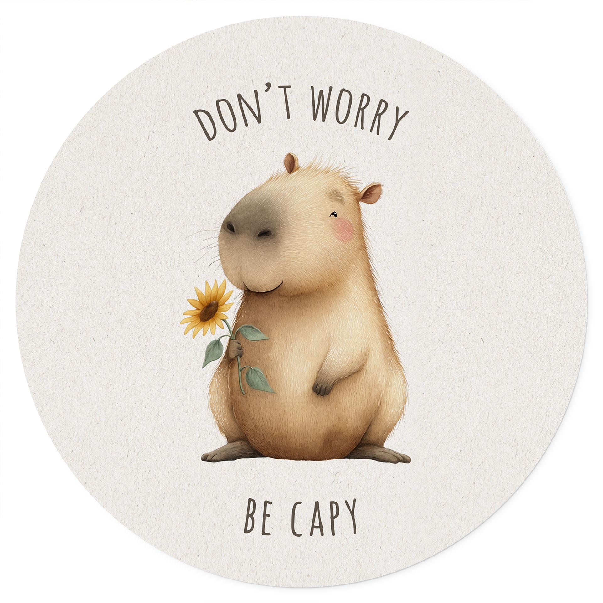 Vinilo decorativo de carpincho - Don't worry be capy - Redondo