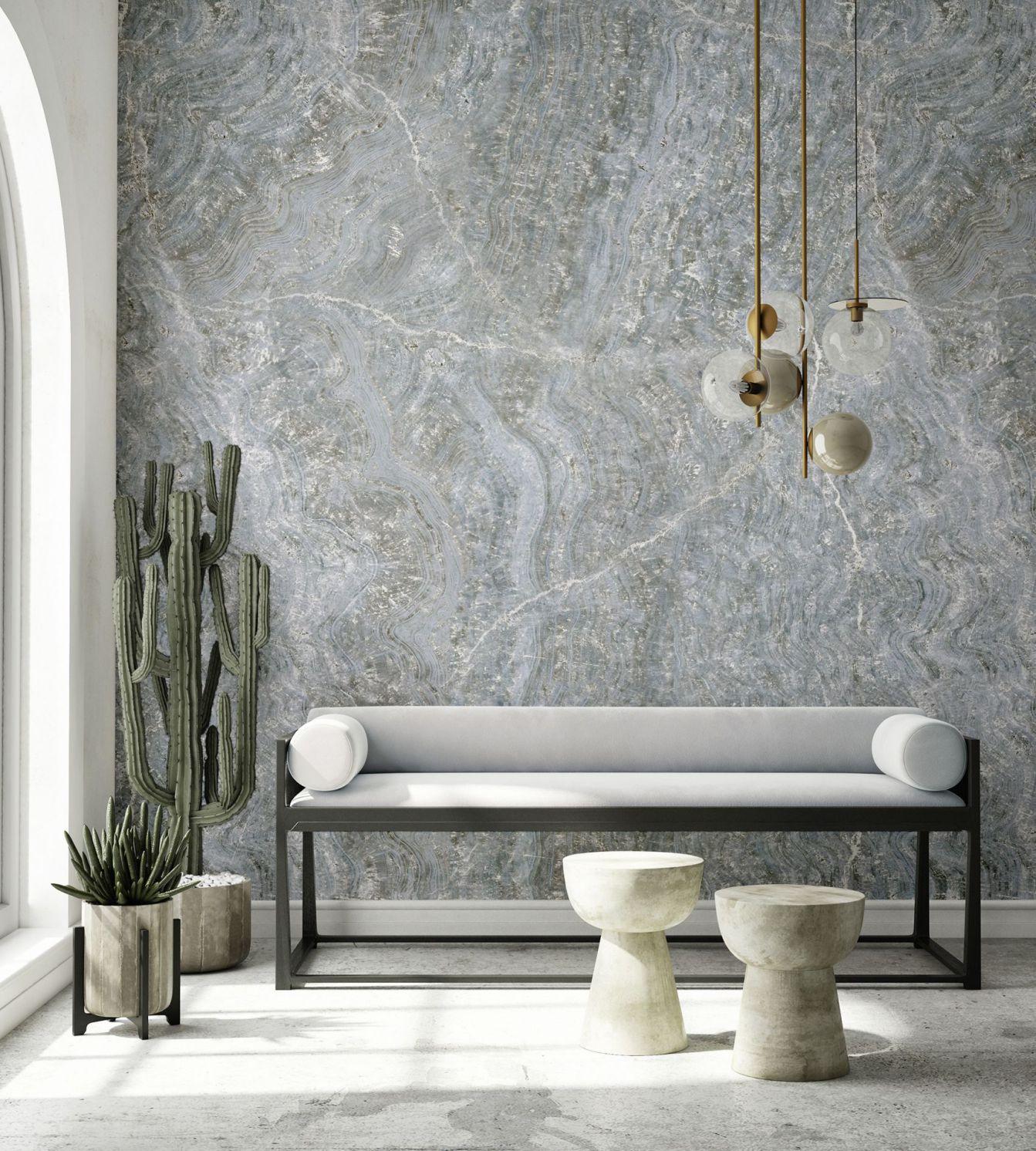 Fotomurale Mármol gris con aspecto de piedra natural y finas vetas y textura 3,4 x 2,12 m