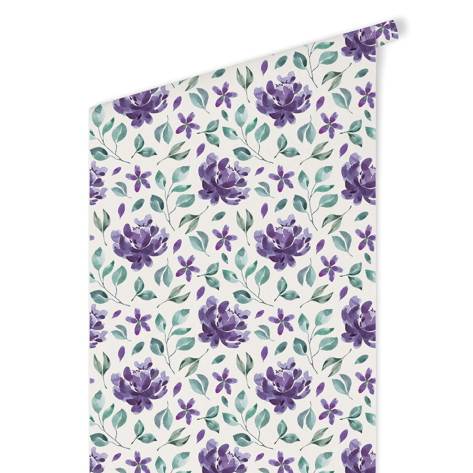 Patroonbehang – Aquarel Bloemen 02 – paars