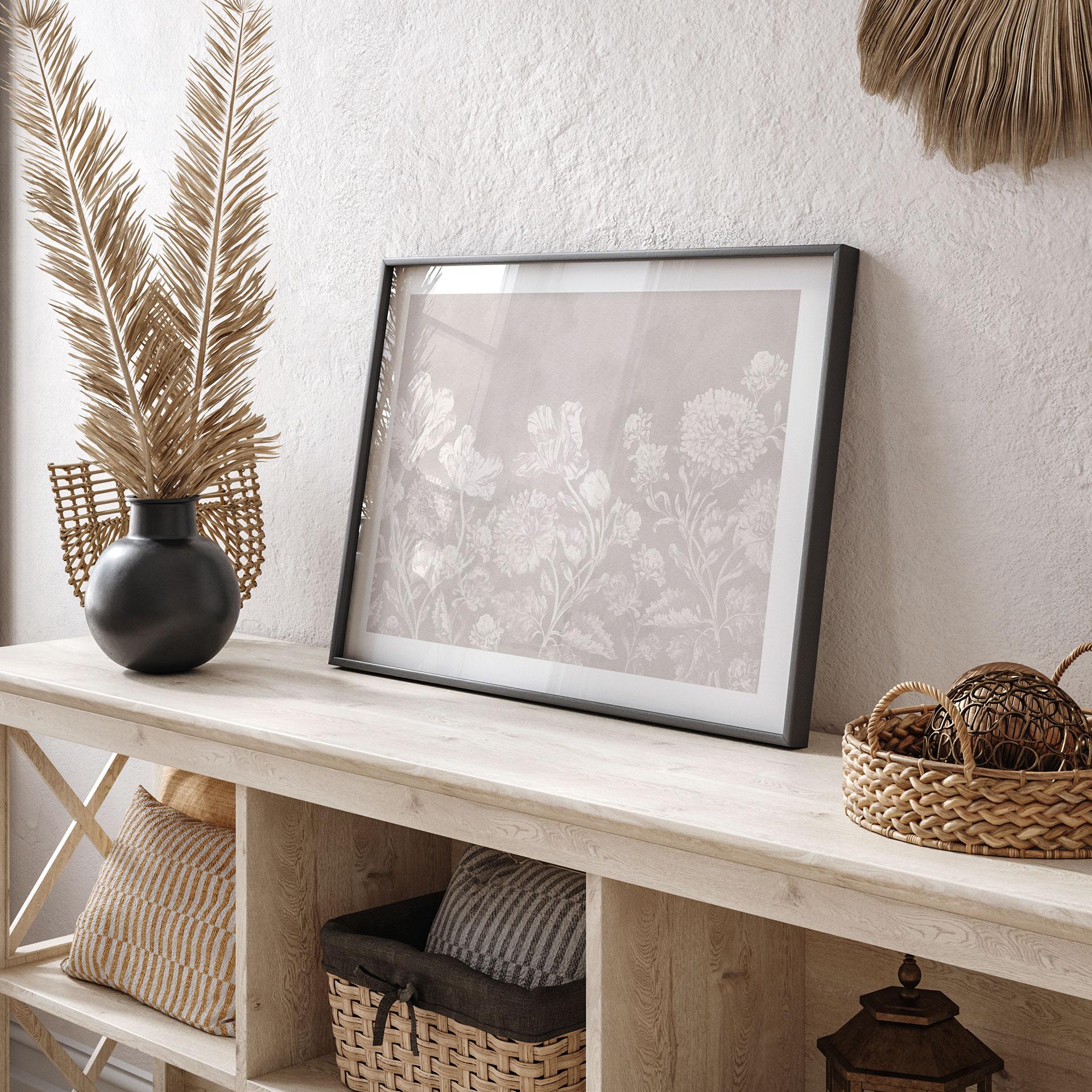 Blomster plakat vilde blomster i kridtlook beige - Bloomery Decor