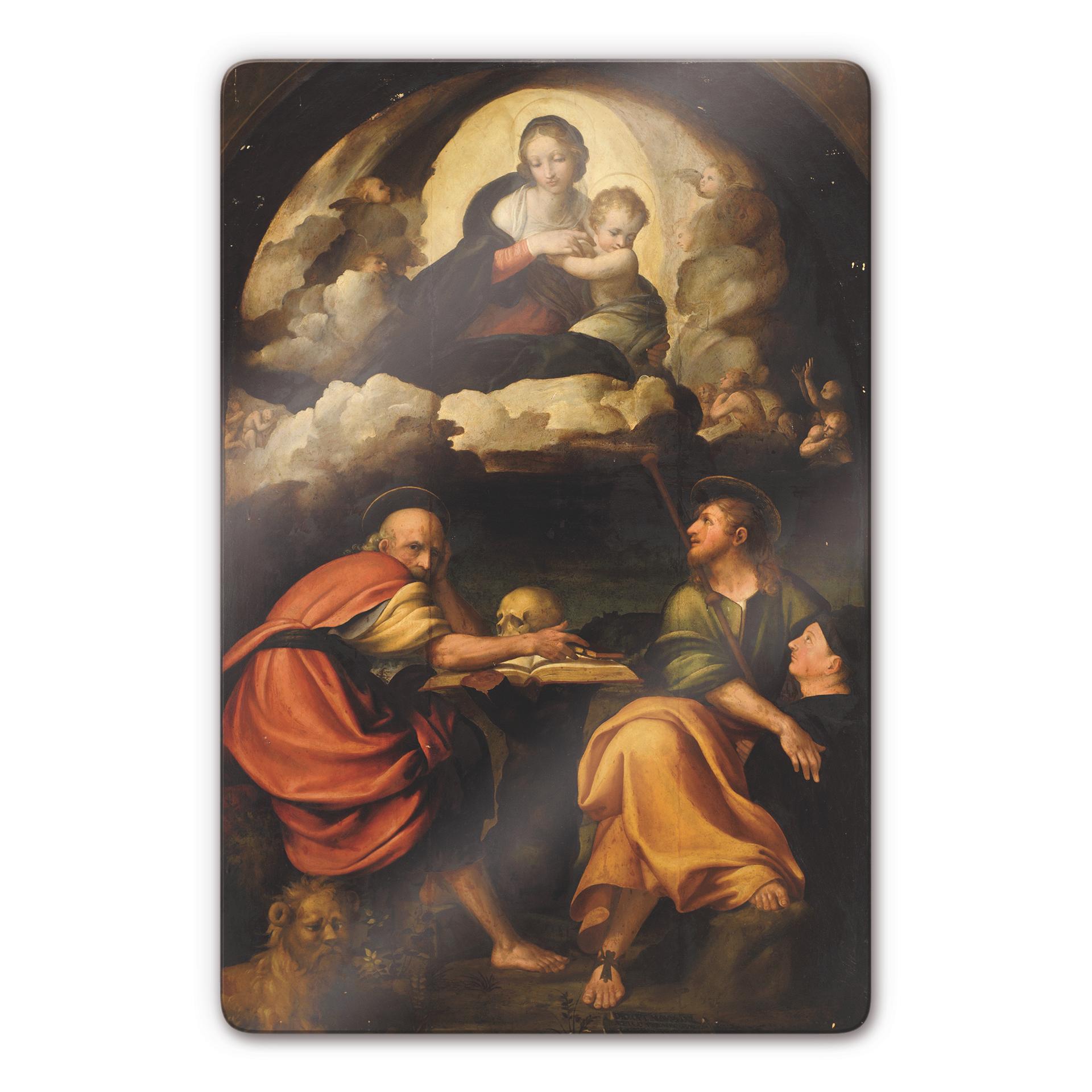 Tableau en verre - Michel-Ange - La Vierge et l'Enfant en gloire