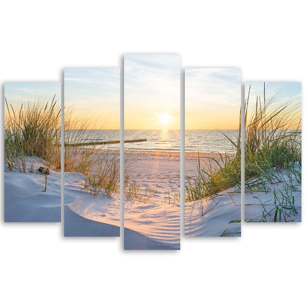 5 stykke lærredstryk Sea Beach Dunes Sun