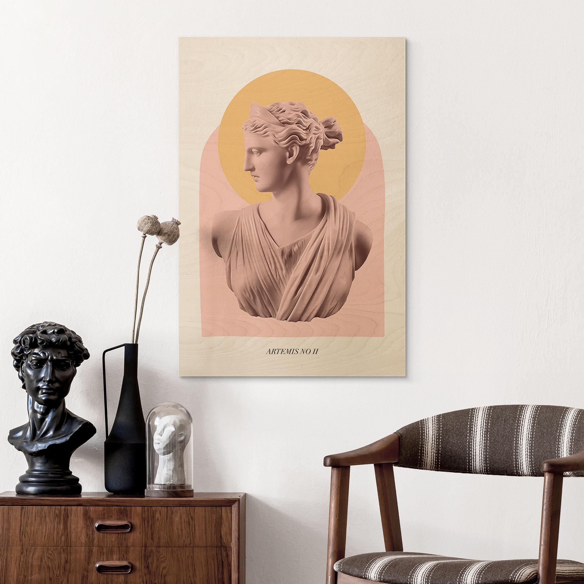 Træplakat Statue af gudinden Artemis - Grace Digital Art