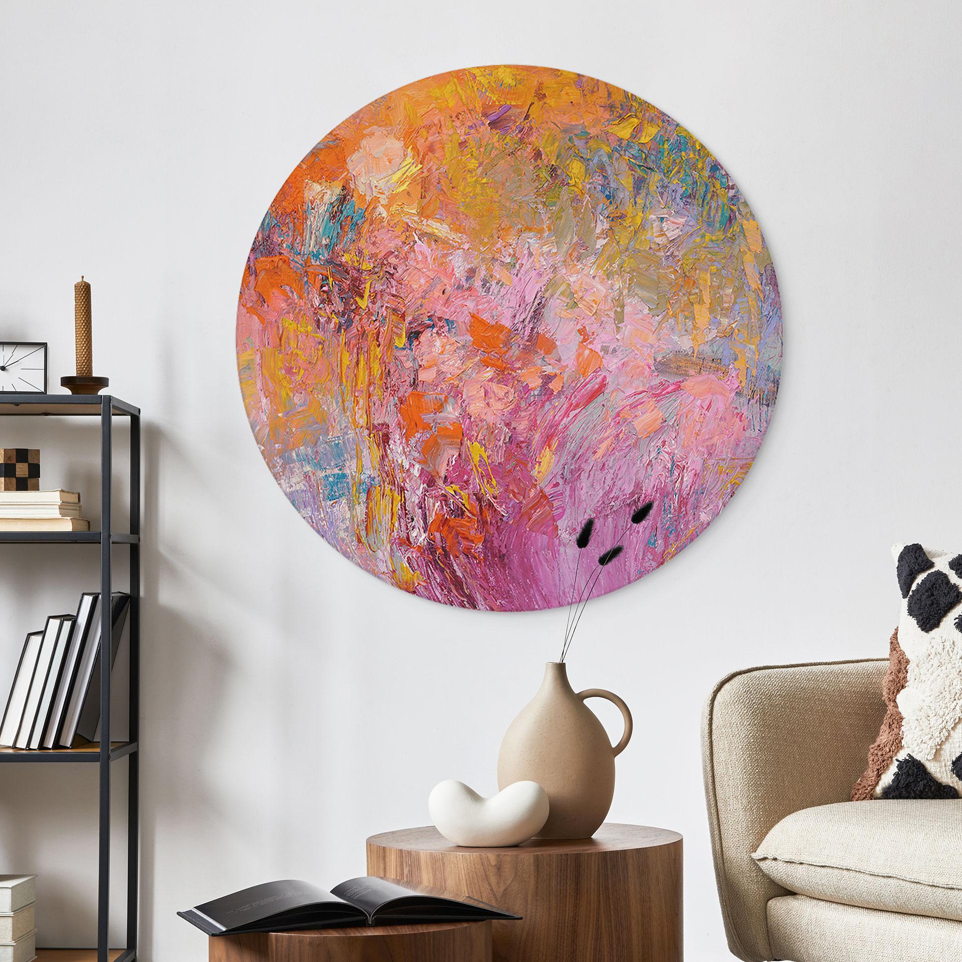 Wandbild Abstrakter bunter Rosengarten - Fagan - Alu-Dibond - Rund