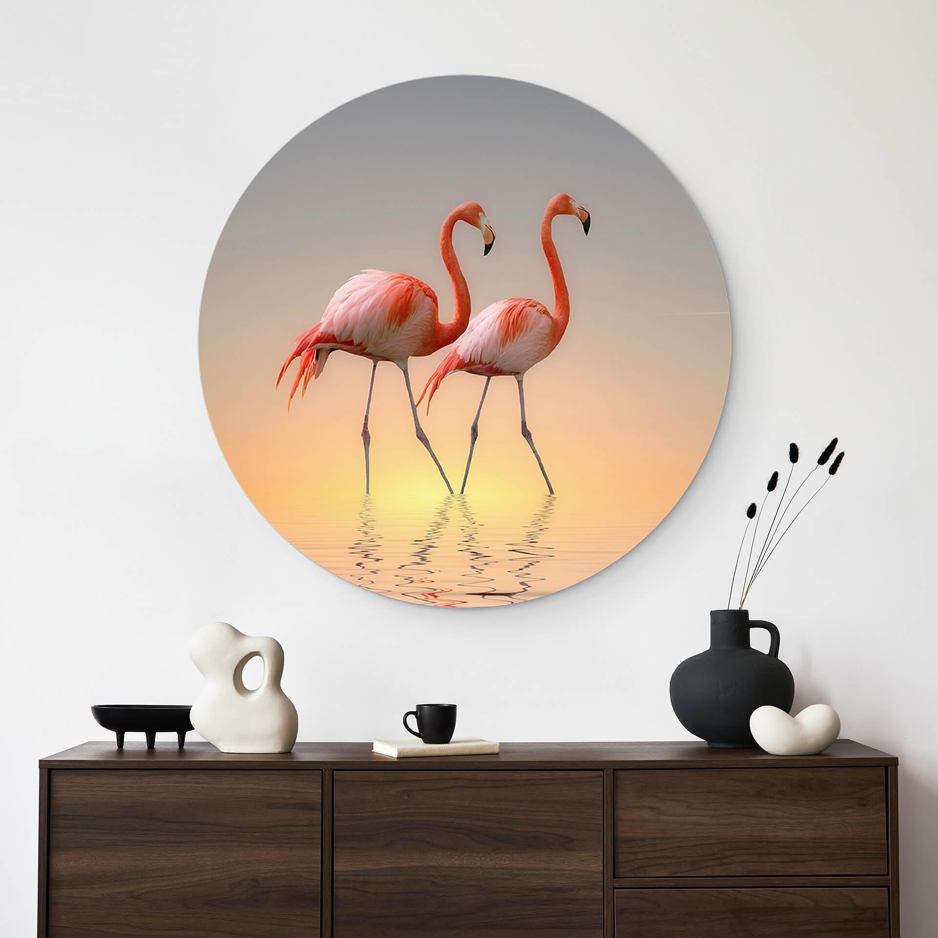 Wandcirkel Csresnjes - Flamingo's in de Avond