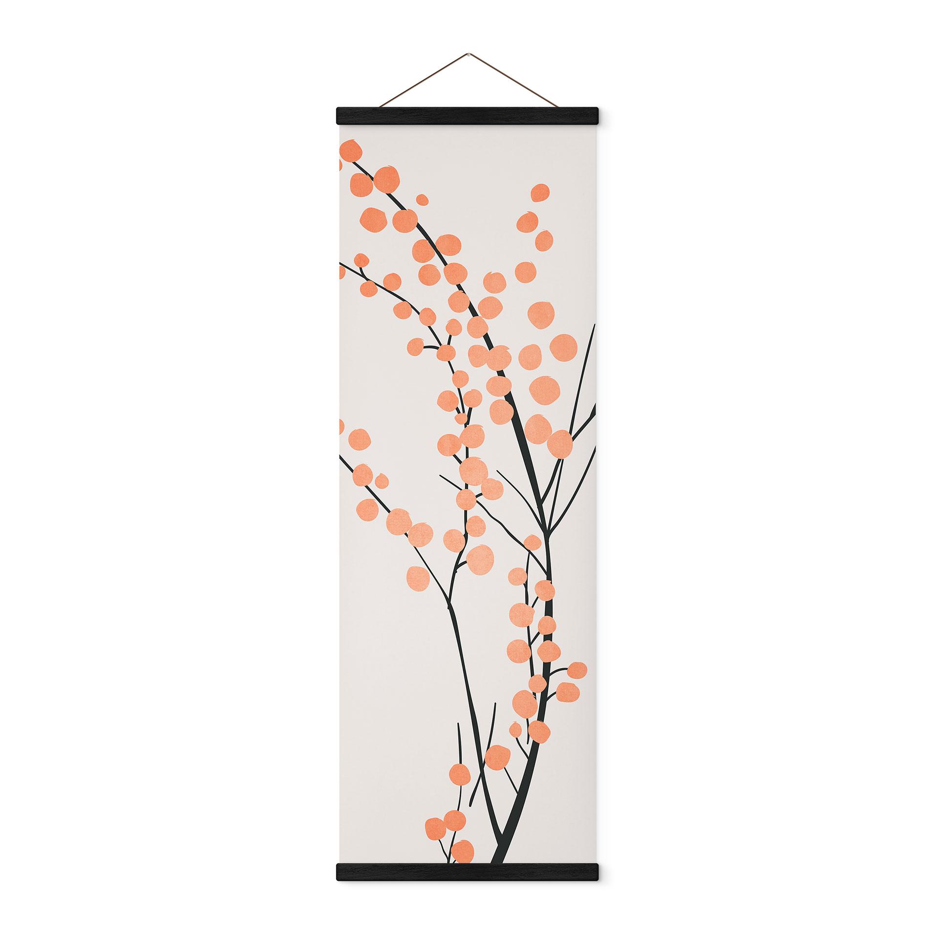 Tekstil plakat Ferskenfarvede kirsebærblomster - Kubistika