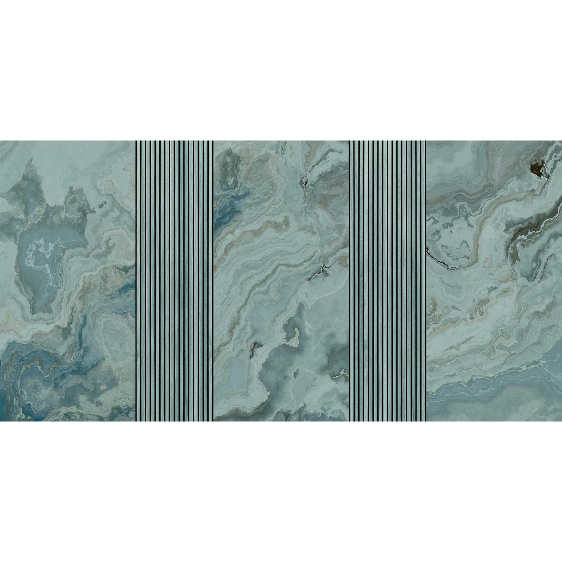 Marmerlook fotobehang met strepen blauwgrijs - vliesbehang elegantie