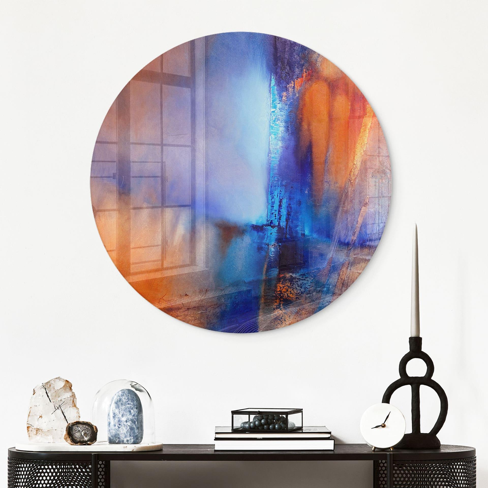 Glasschilderijen Contrast van ijs en sintels - Schmucker - Rond