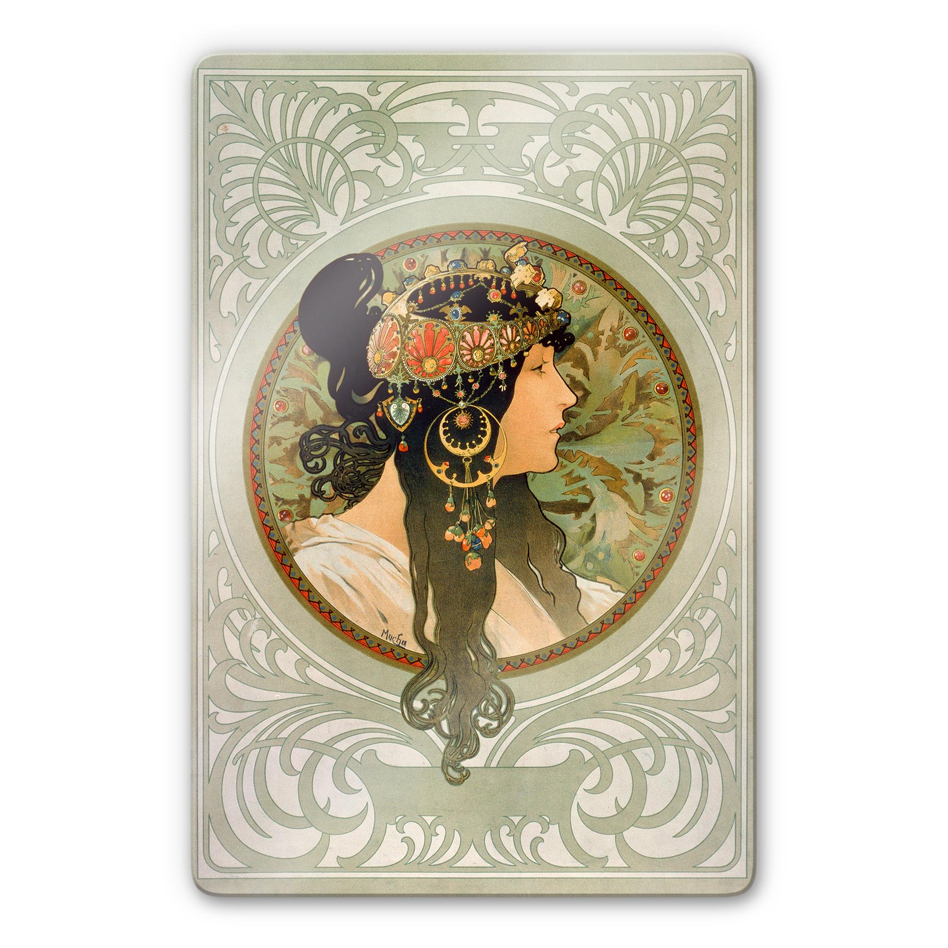 Glasbillede - Mucha - Brunetten