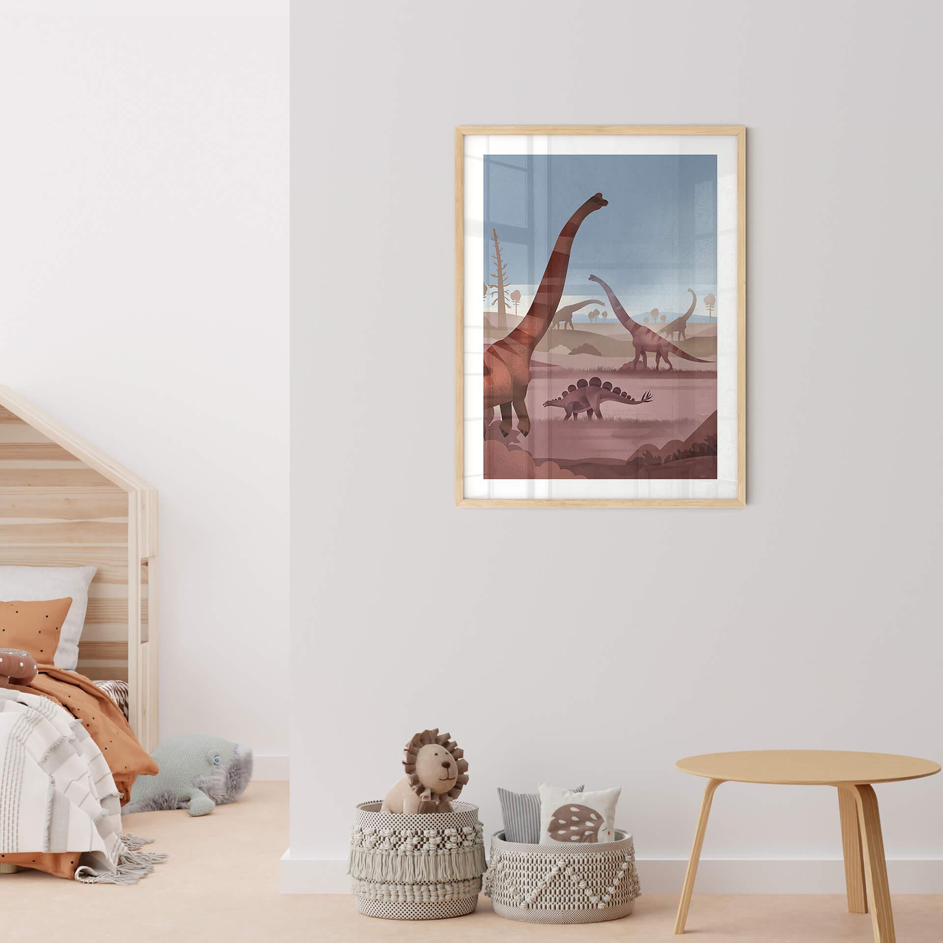 Poster Im Land der Dinosaurier - Braun