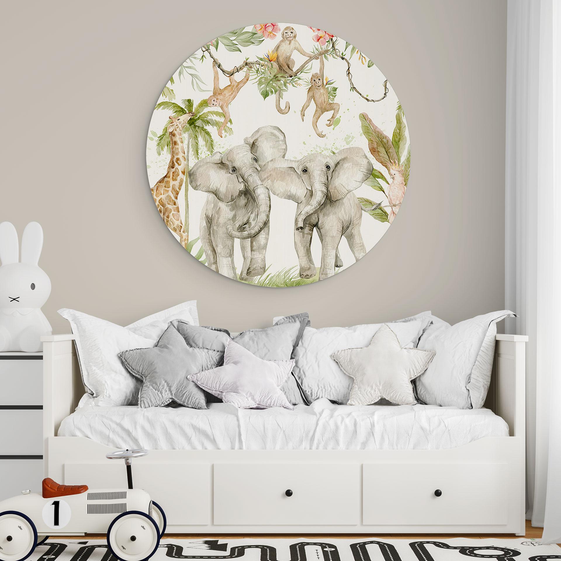 Cerchio a muro Animali nella giungla tropicale - UN Designs