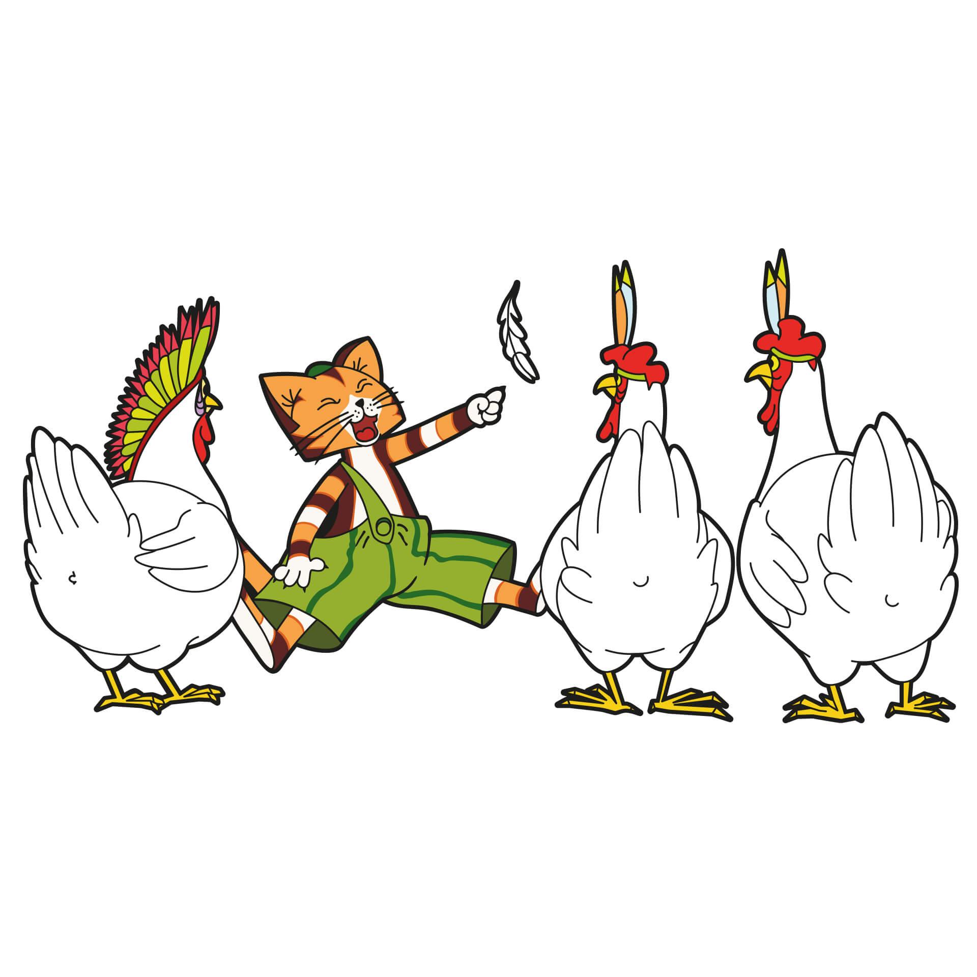 Wandtattoo Pettersson und Findus - Indianer-Hühner