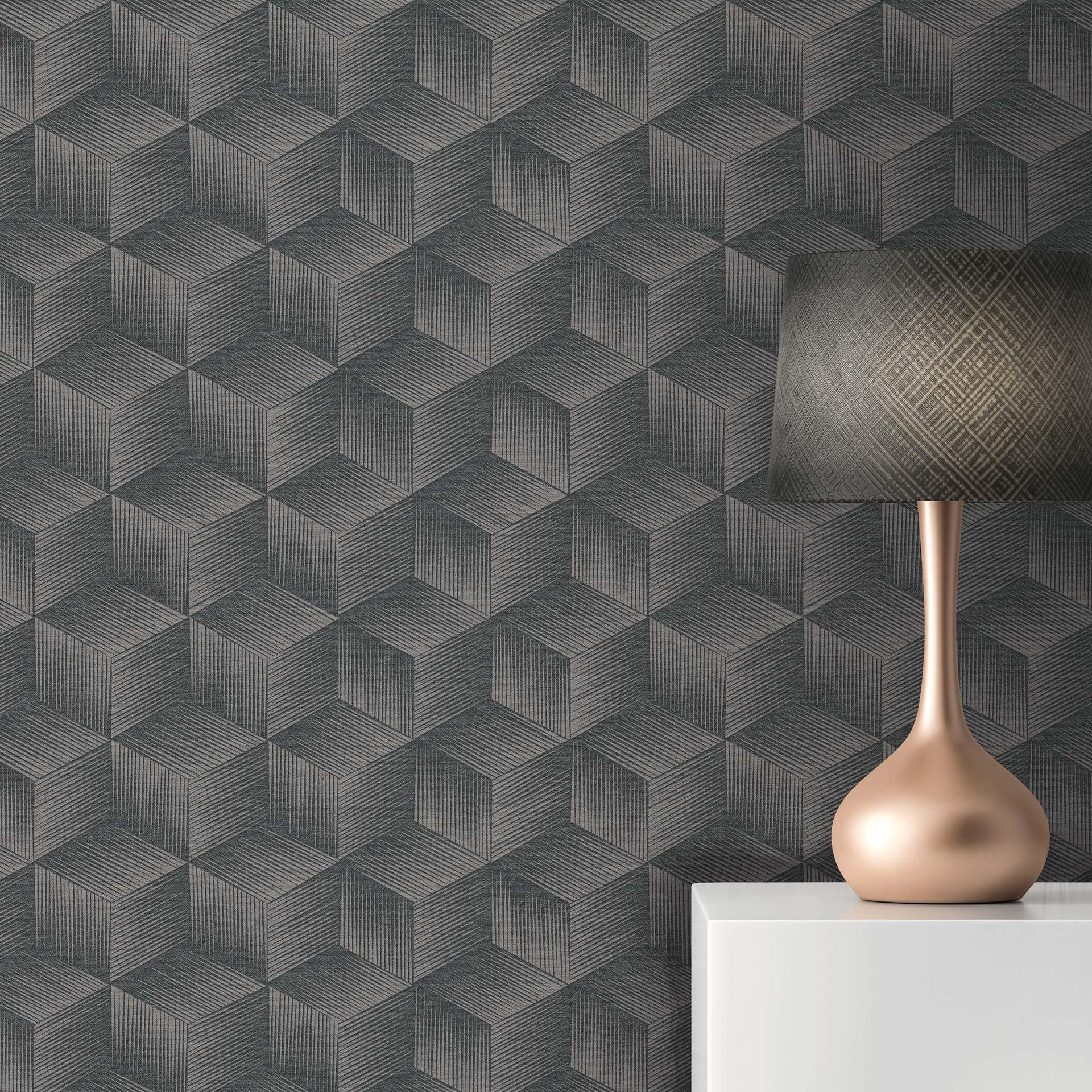 3D tapet bæredygtig - non-woven tapetgrafik af A.S. Création sortgrå 385064