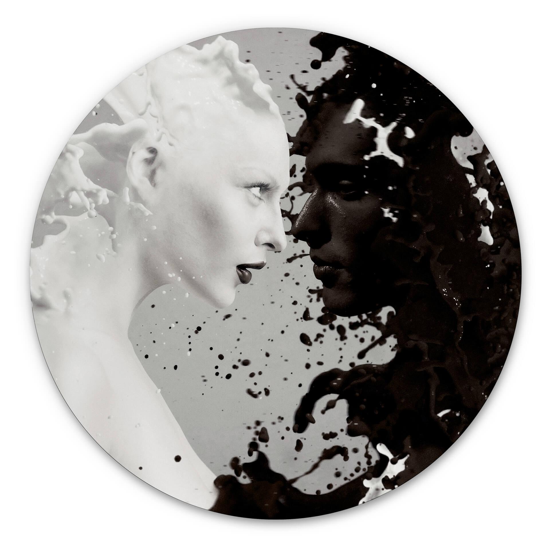 Tableau sur alu-Dibond rond Milk & Coffee