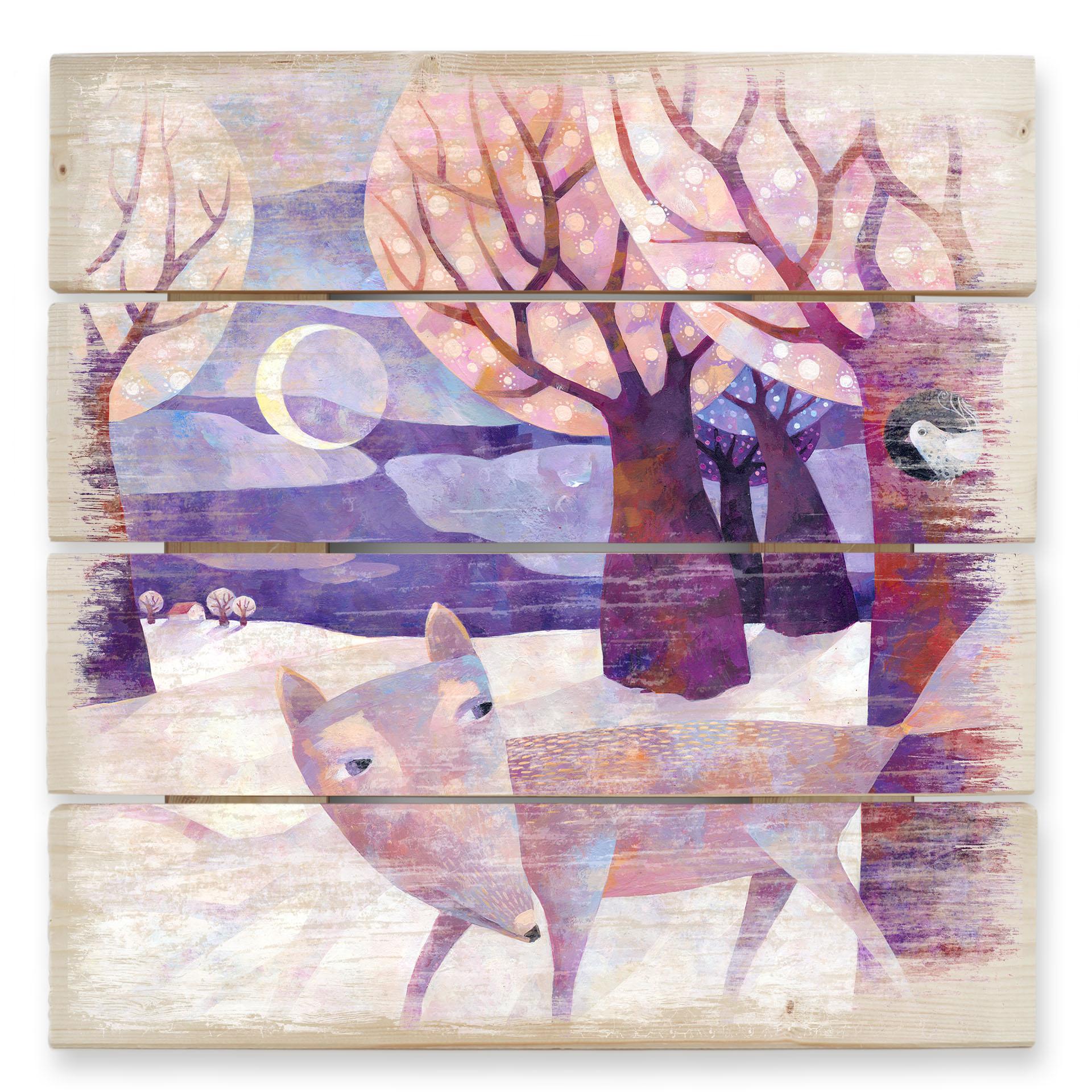 Trätavla från Blanz - Vinterskog - 40x41,5 cm
