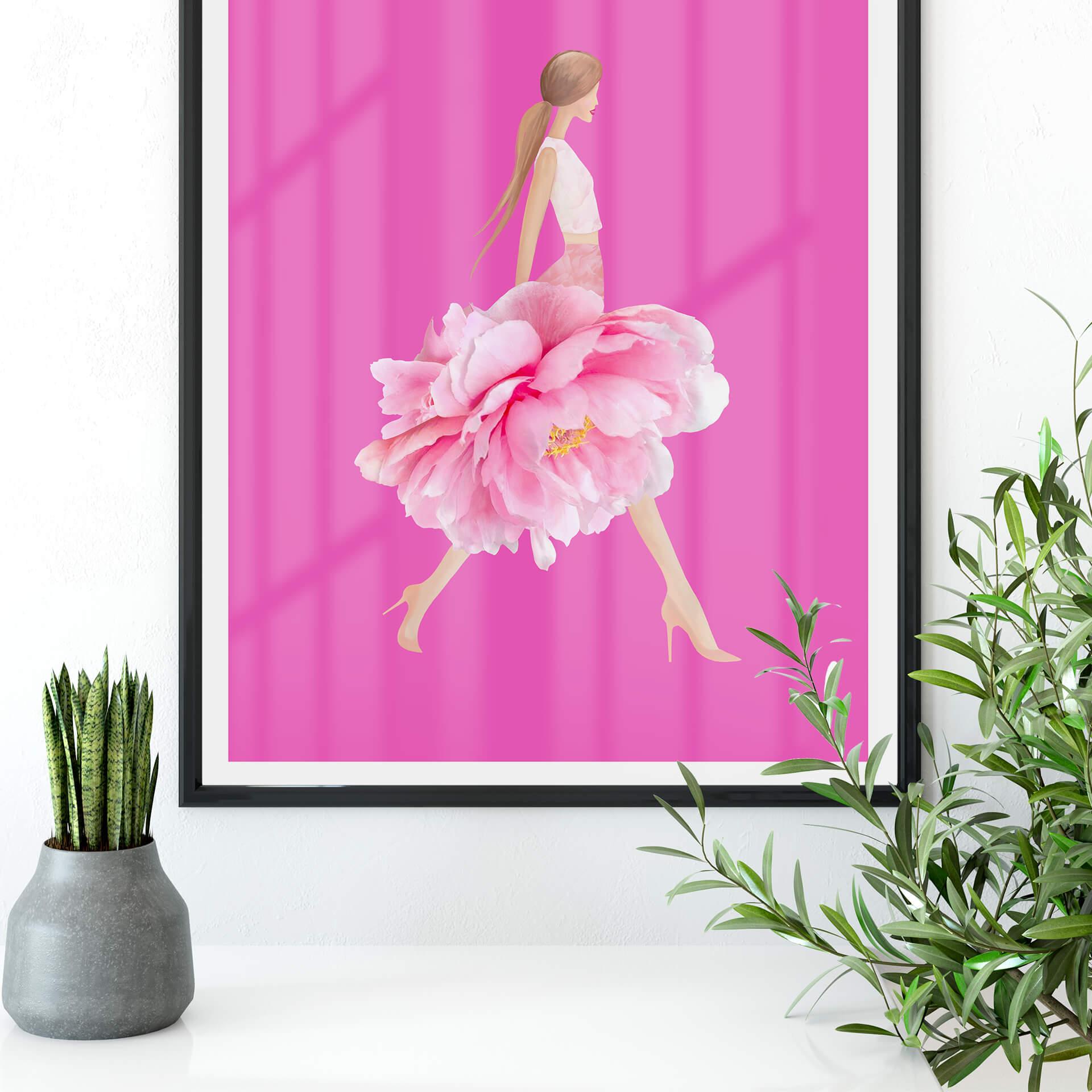 Plakat Korenkova - Fashion Girl różowy