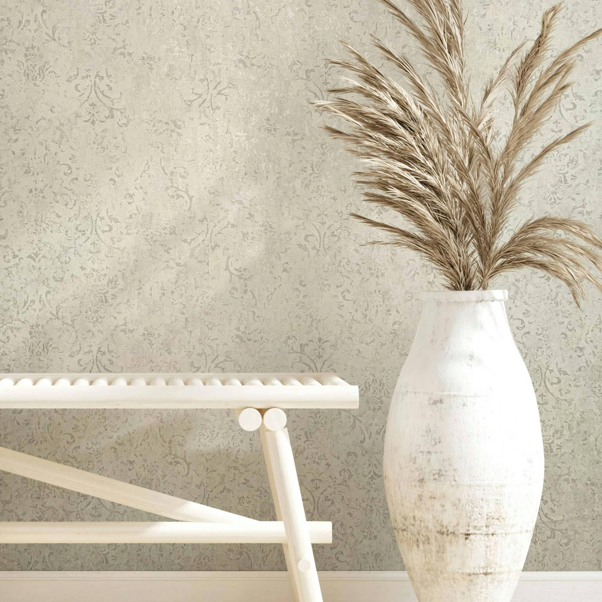non-woven tapet hvid ornamental til stue soveværelse tapet marburg