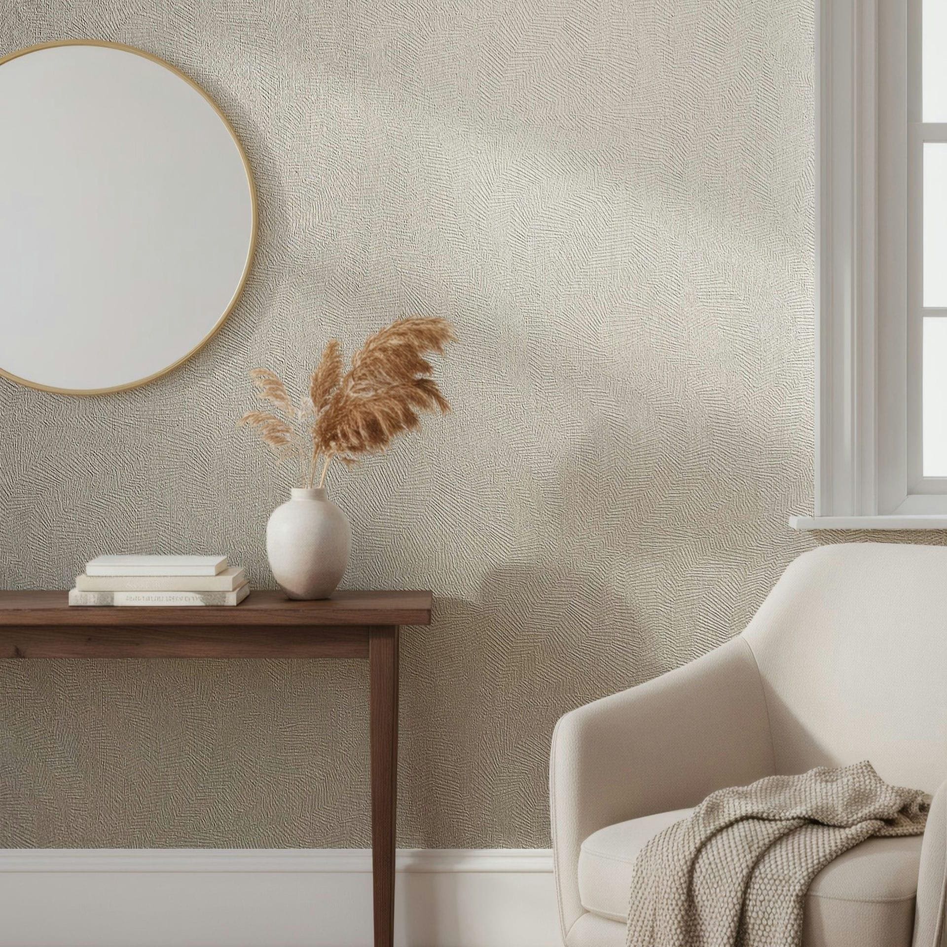 Ikke-vævet tapet tekstur gipslook almindelig mat i beige