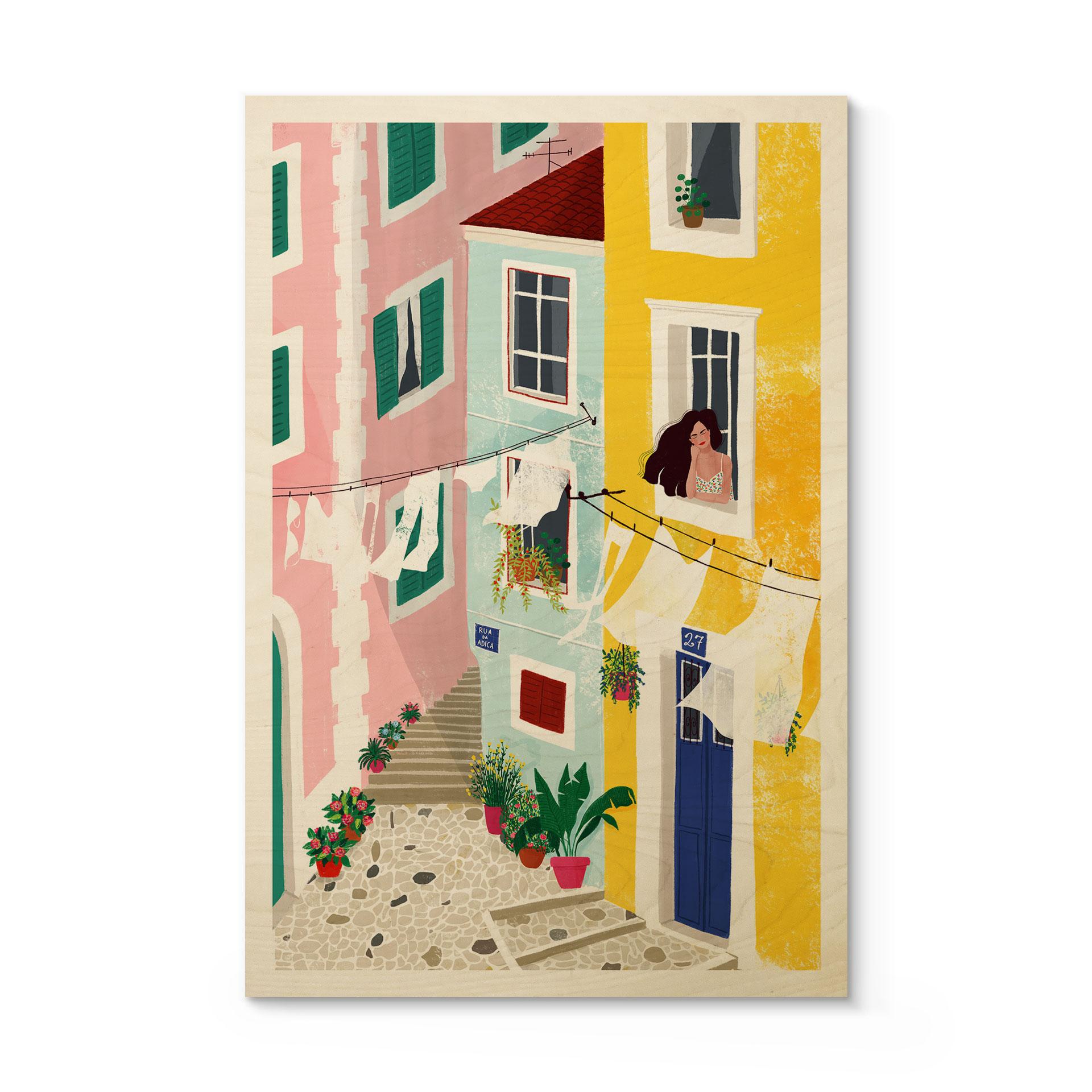 Træplakat Illustration af sommerhuse - Tomljanovic