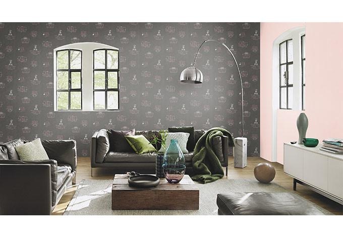 Vliestapete b.b home passion 5 schwarz, weiß, Beerentöne