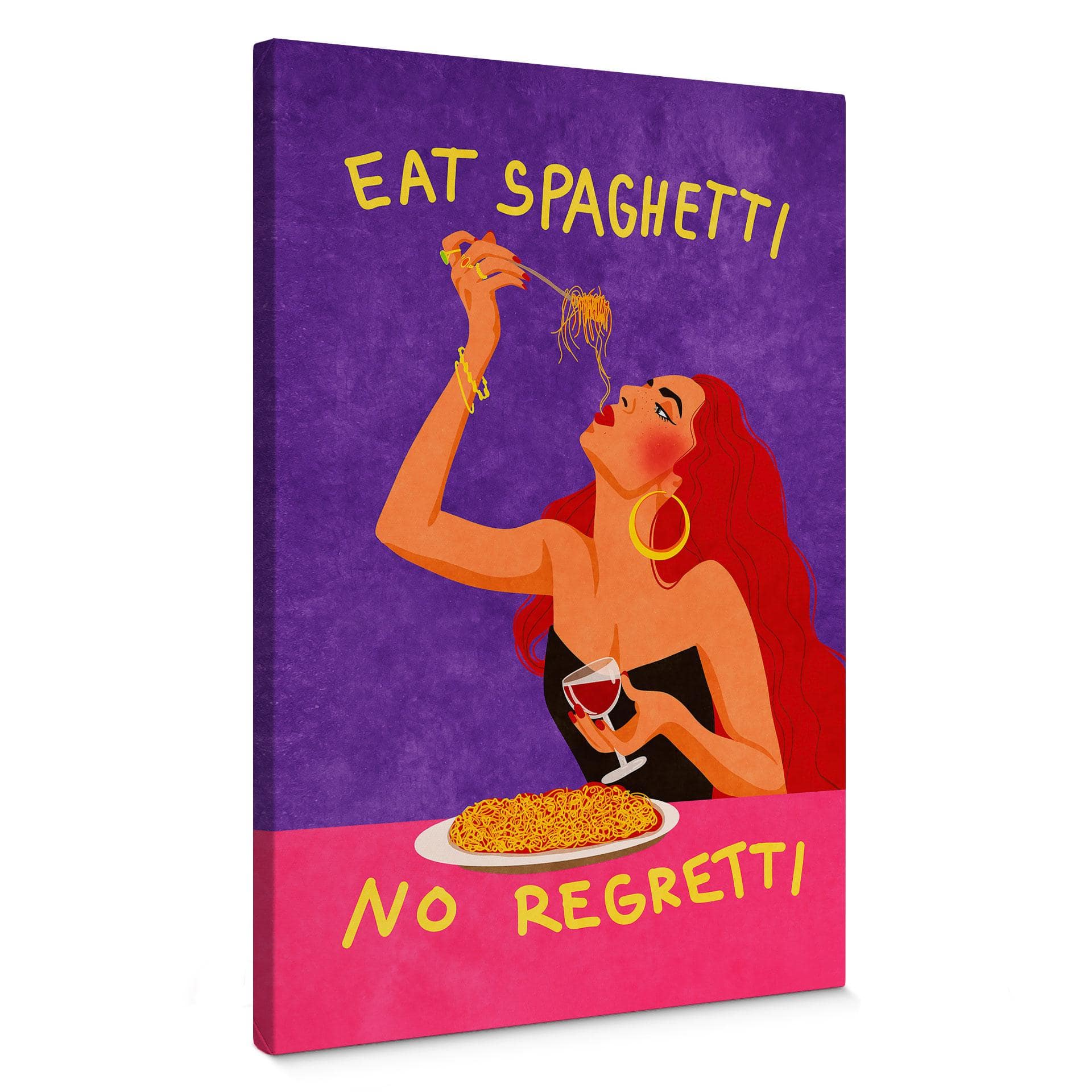 Lærredsprint - Spaghetti og vin - Oltmanns