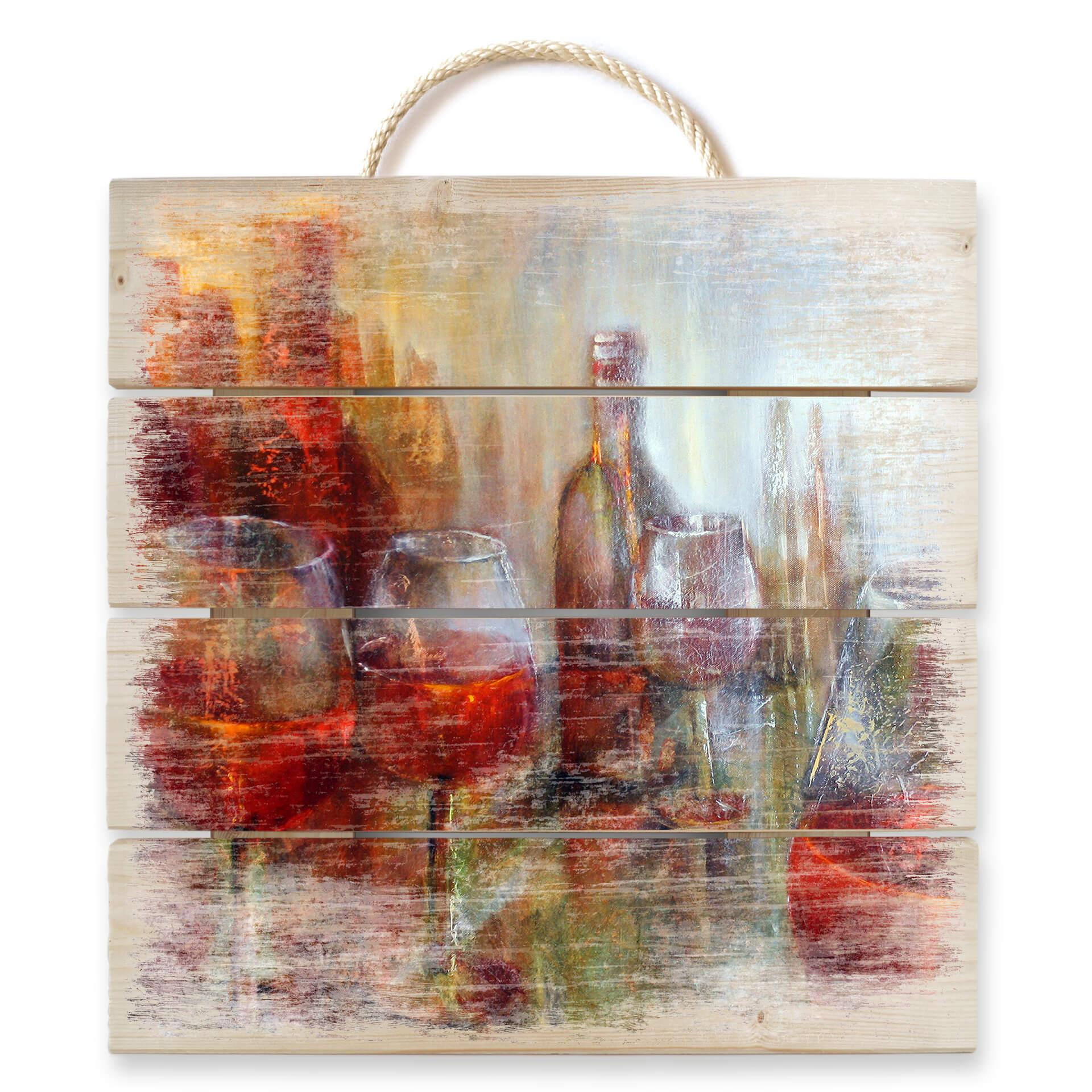 Obraz drewniany Schmucker - późny burgund - 40x41,5 cm