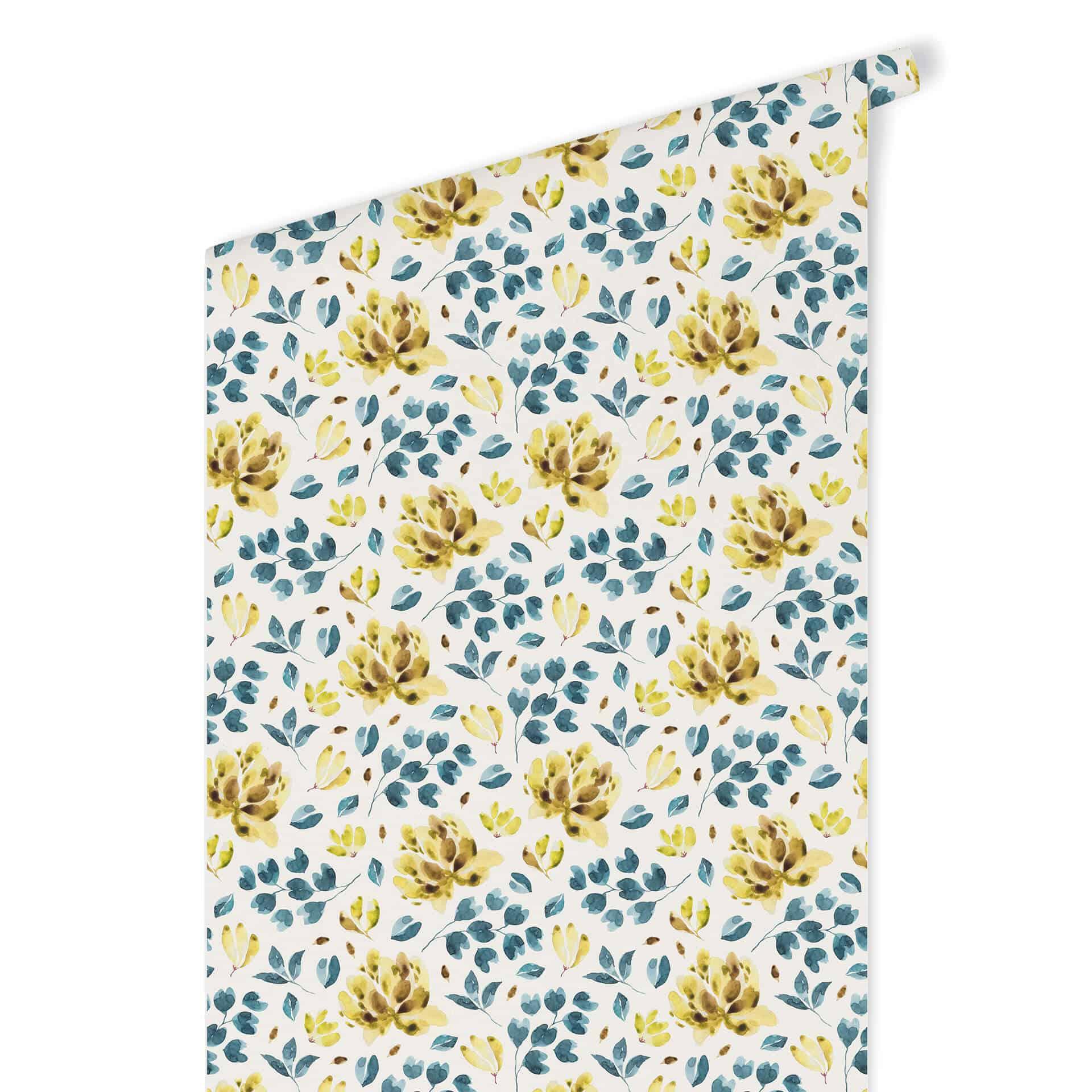 Patroonbehang – Aquarel Bloemen 03 – geel