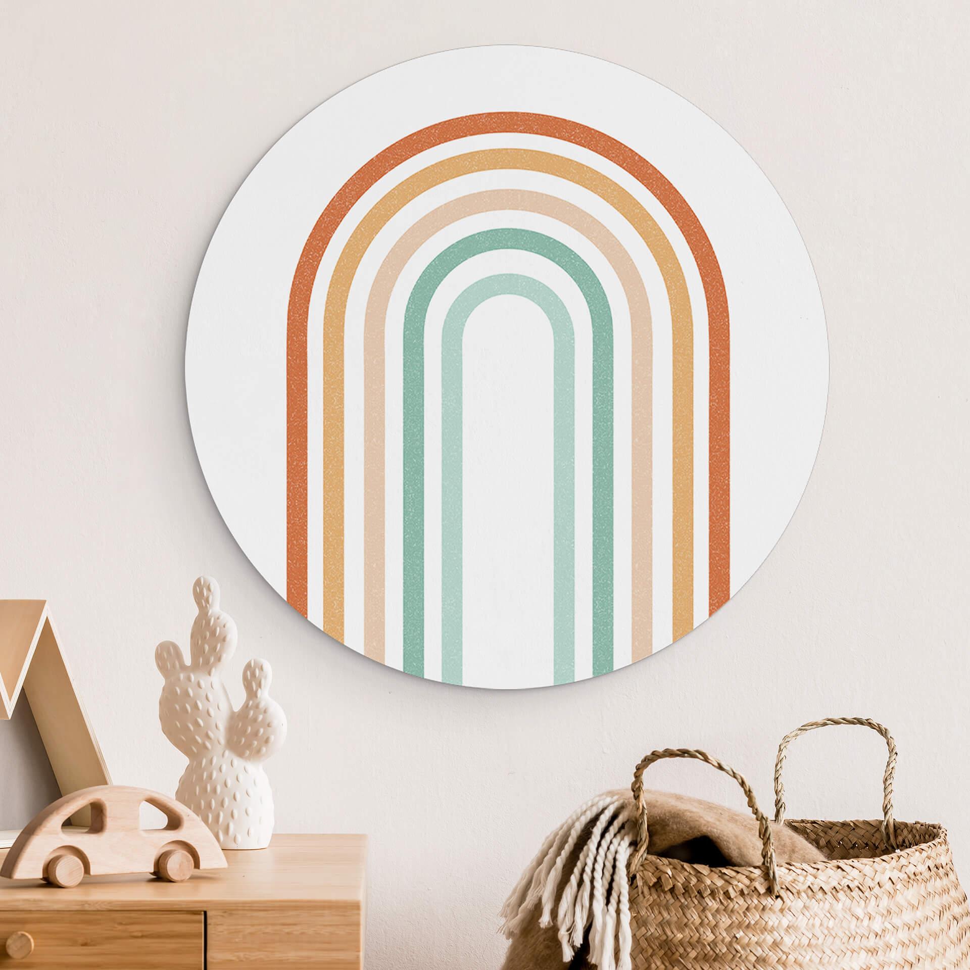 Vægcirkel Boho Rainbow – print på aluminium (Alu-Dibond)