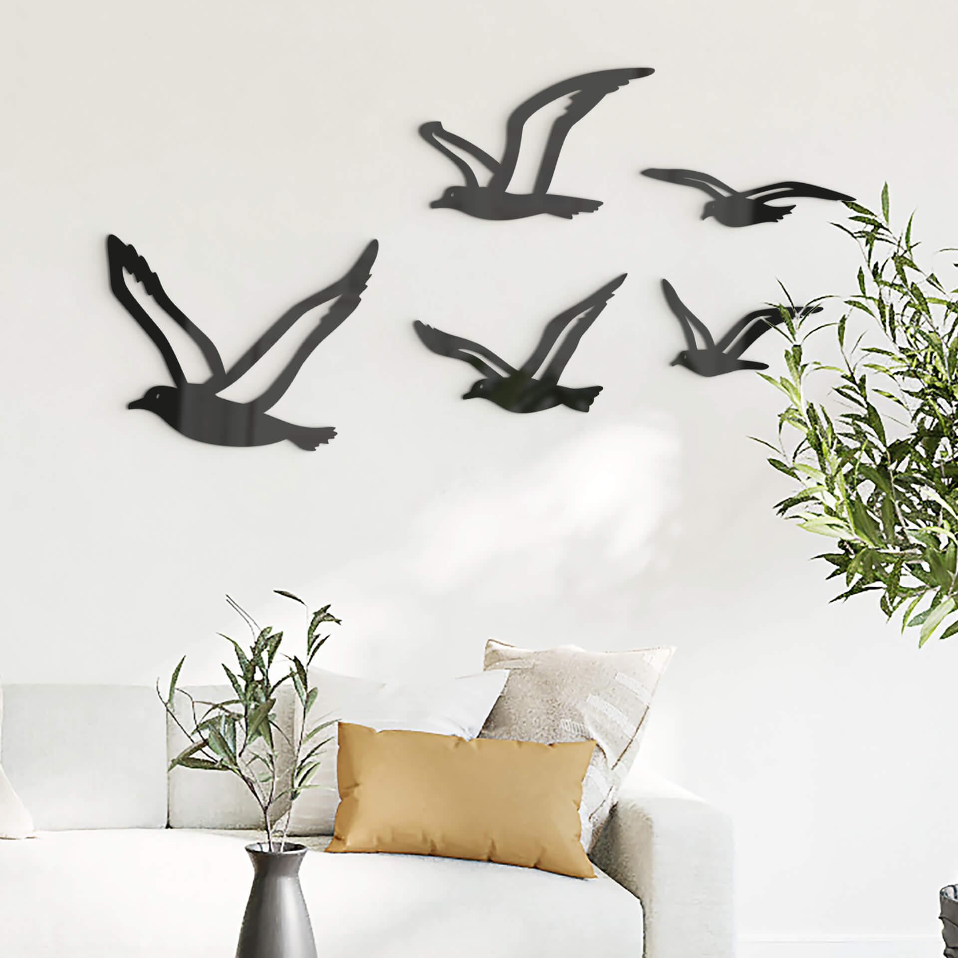 Decoración acrílica pájaros gaviotas (5 piezas)