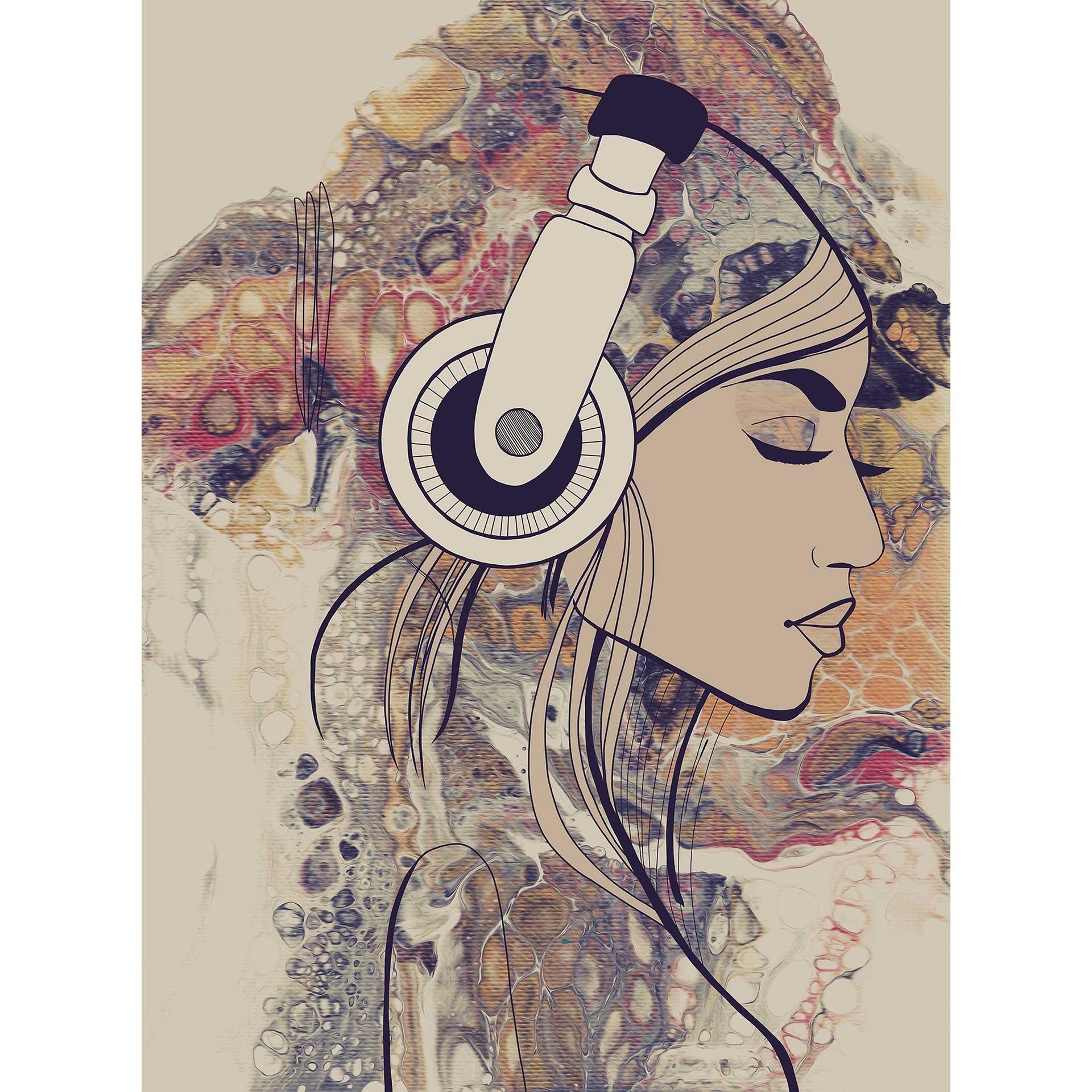 Livingwalls papier peint photo ARTist Acryl Lady motif aquarelle beige, noir, violet