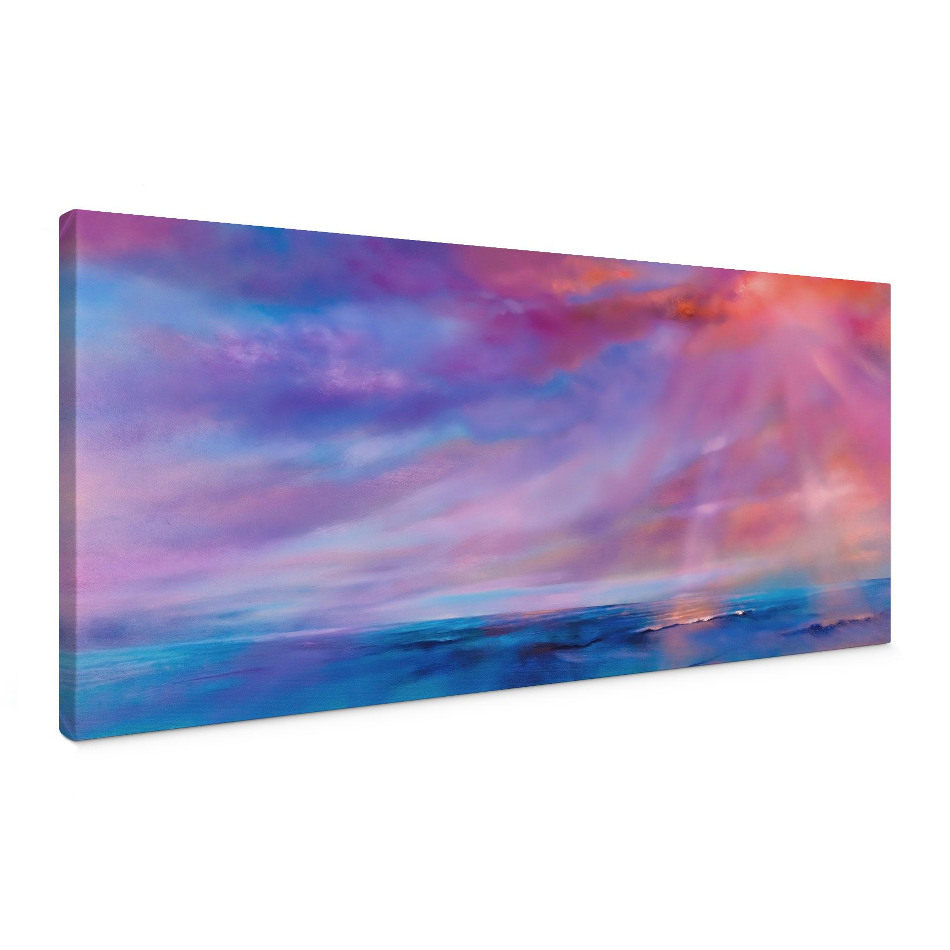 Canvasbillede Lysende aftenhimmel ved havet - Schmucker - Panorama