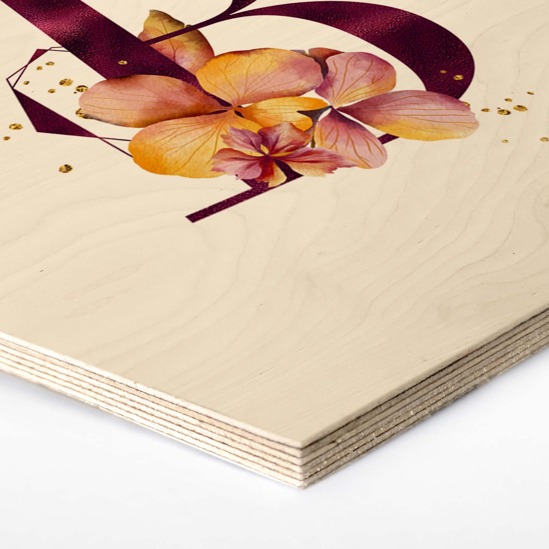 Esagoni in legno - Lettere floreali