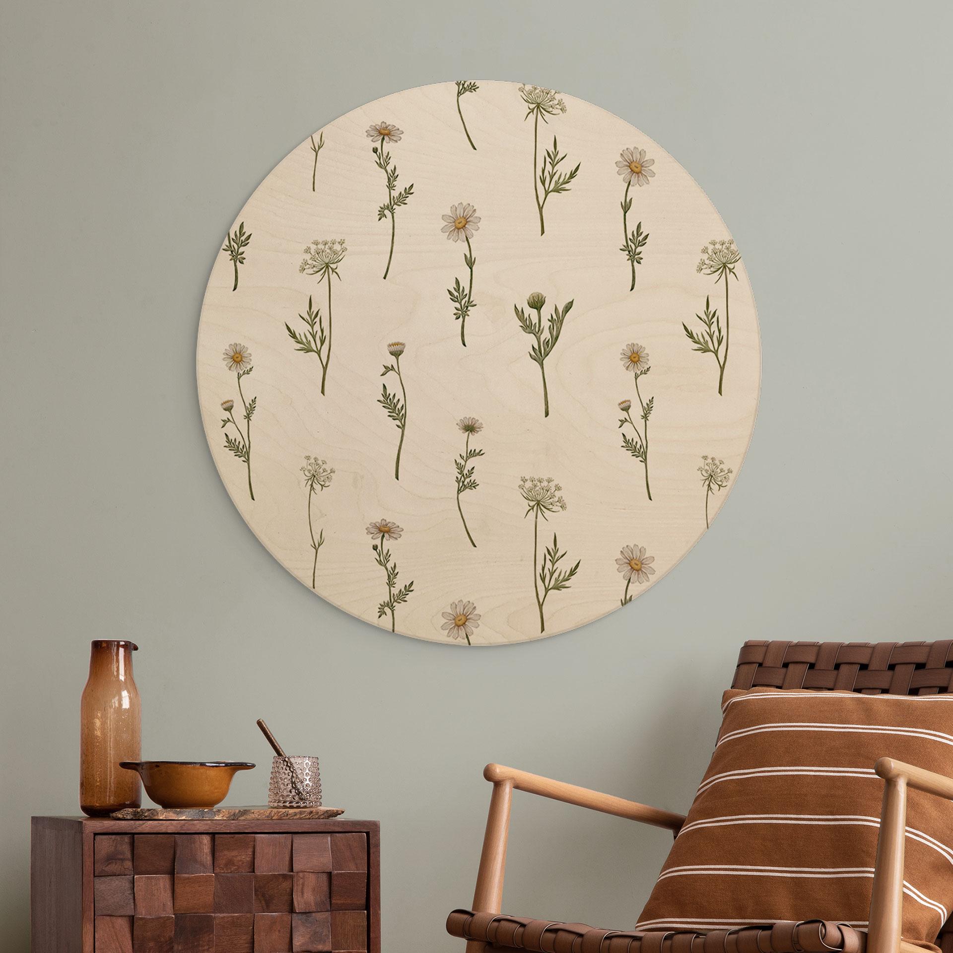 Holzbild Wiesenromantik mit Feldblumen - Kikki Belle - Rund