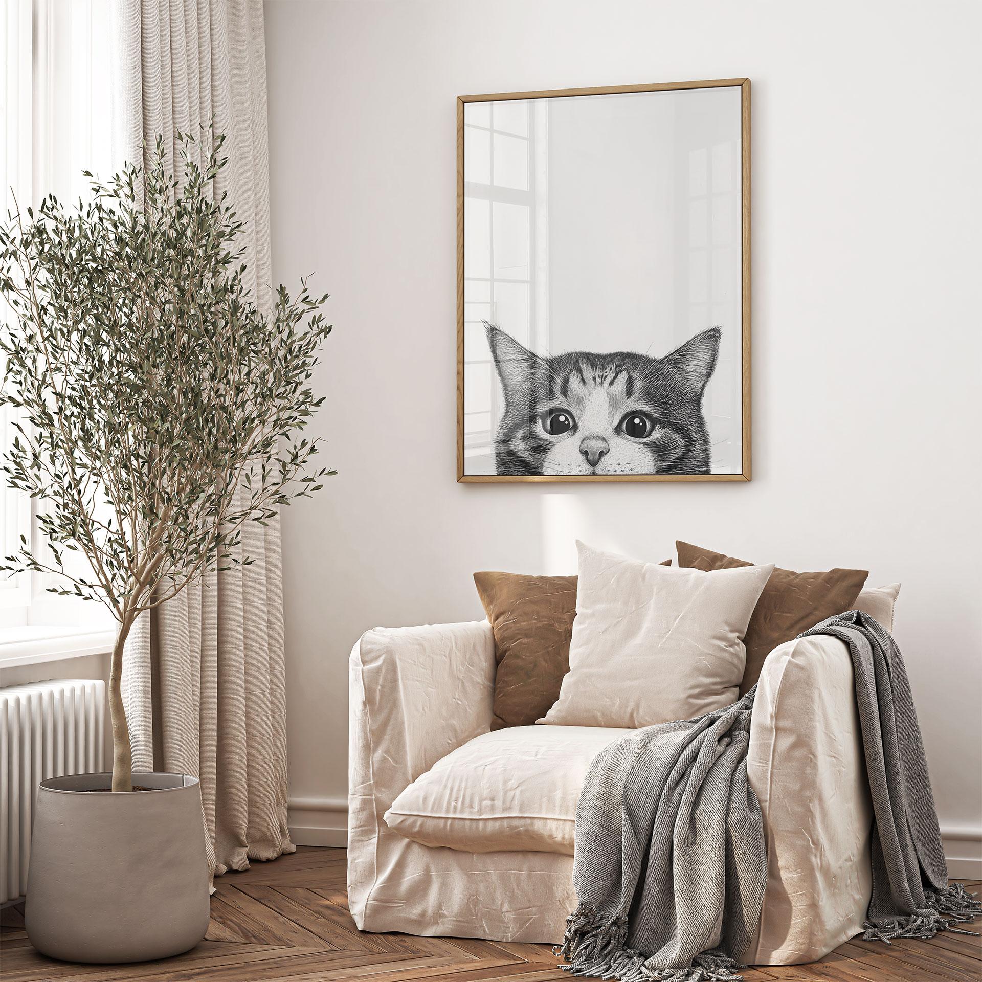 Póster Gato curioso - Korenkova