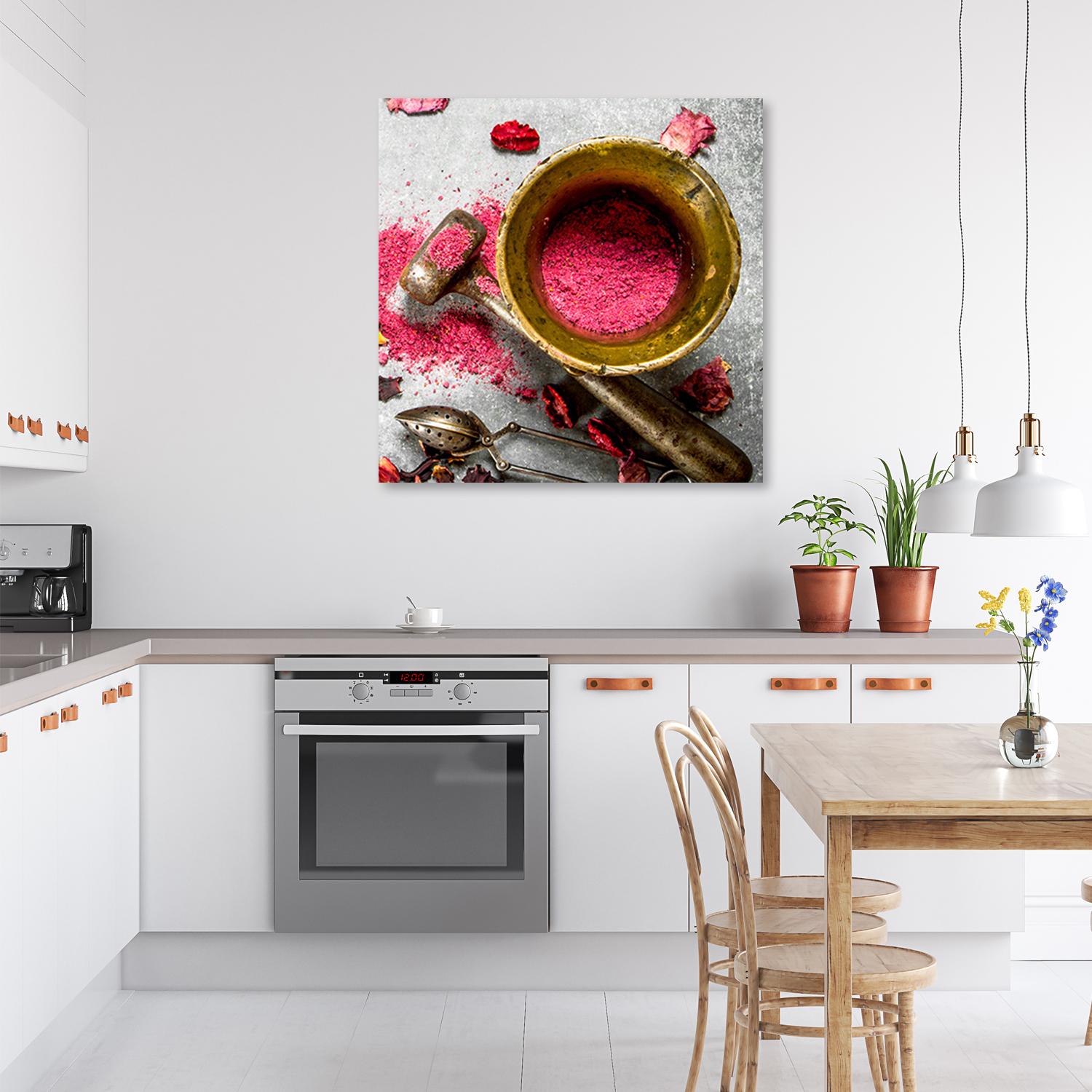 Canvasbillede, lyserødt stof