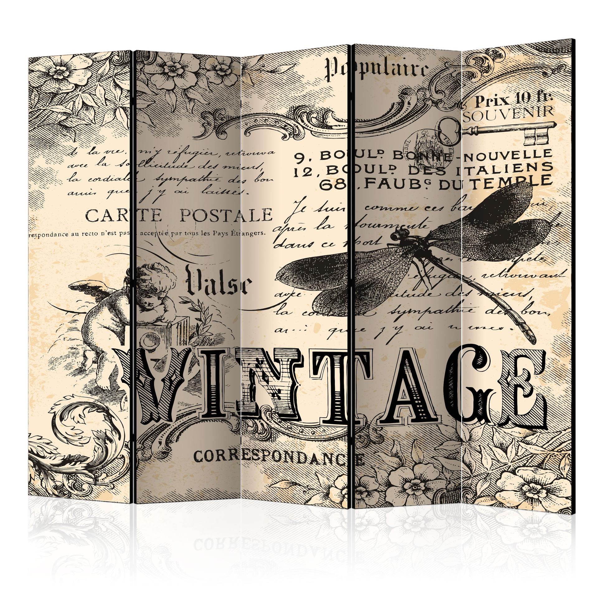 Paravento - Corrispondenza in stile vintage, 3 pezzi