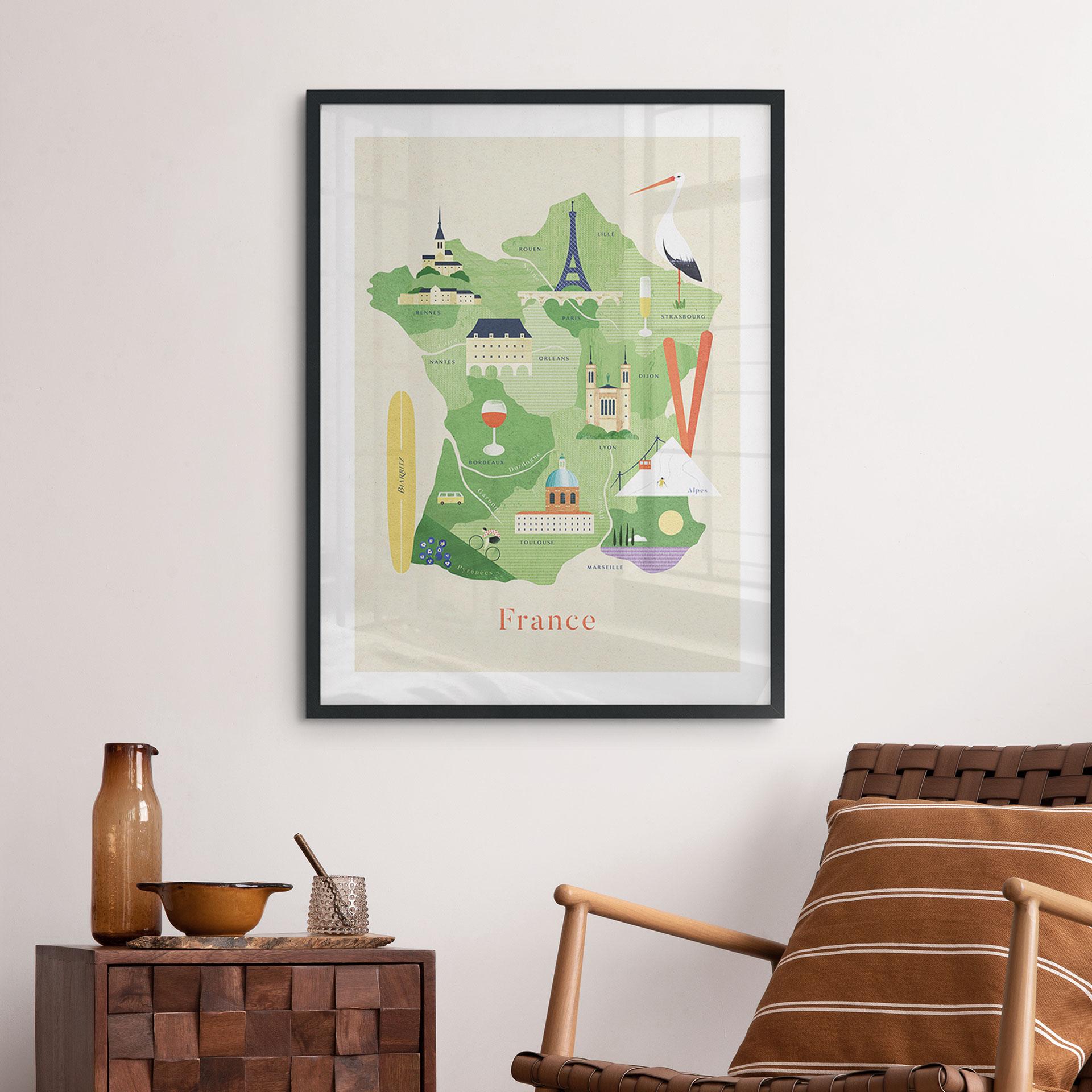 Plakat mapa - Francja - Rivers