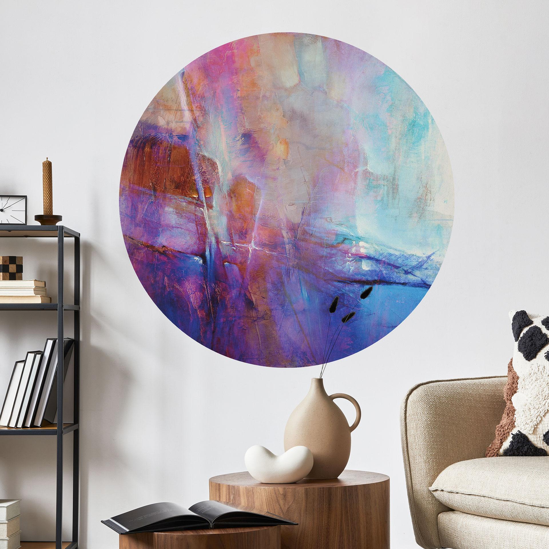 Wallsticker Abstrakt kystlinje i lilla - Schmucker - Rund