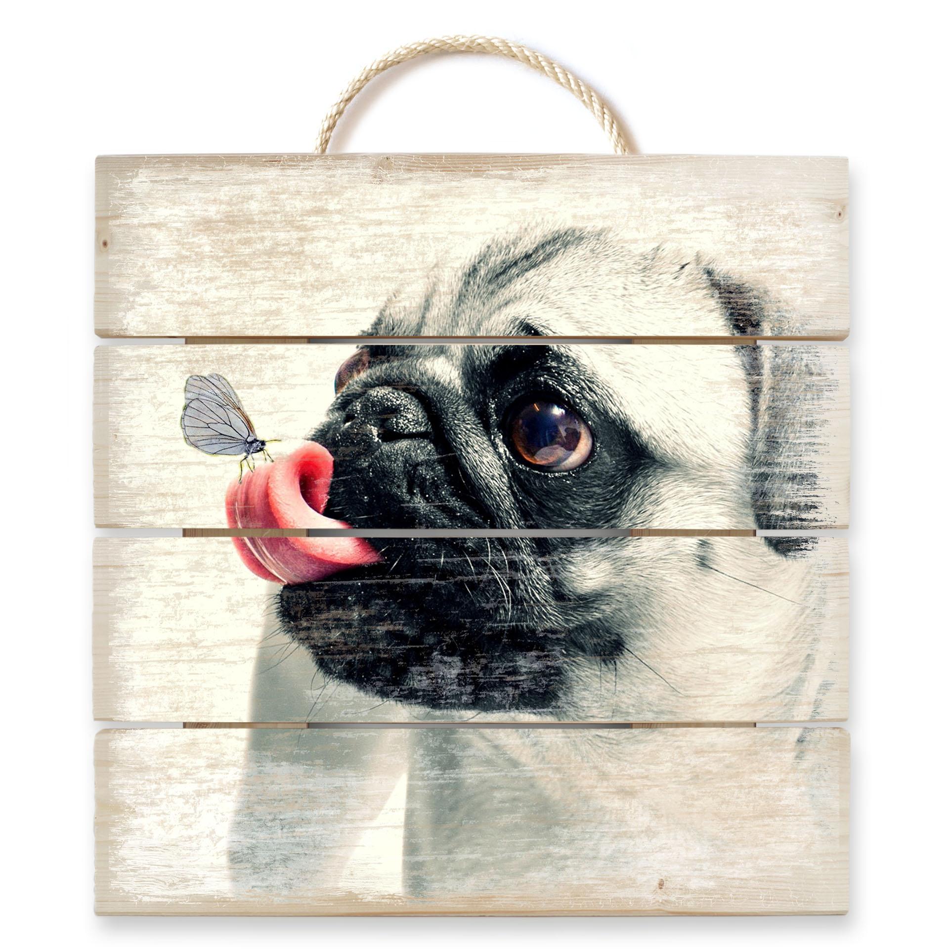 Cuadro de madera Afecto animal - 40x41,5 cm