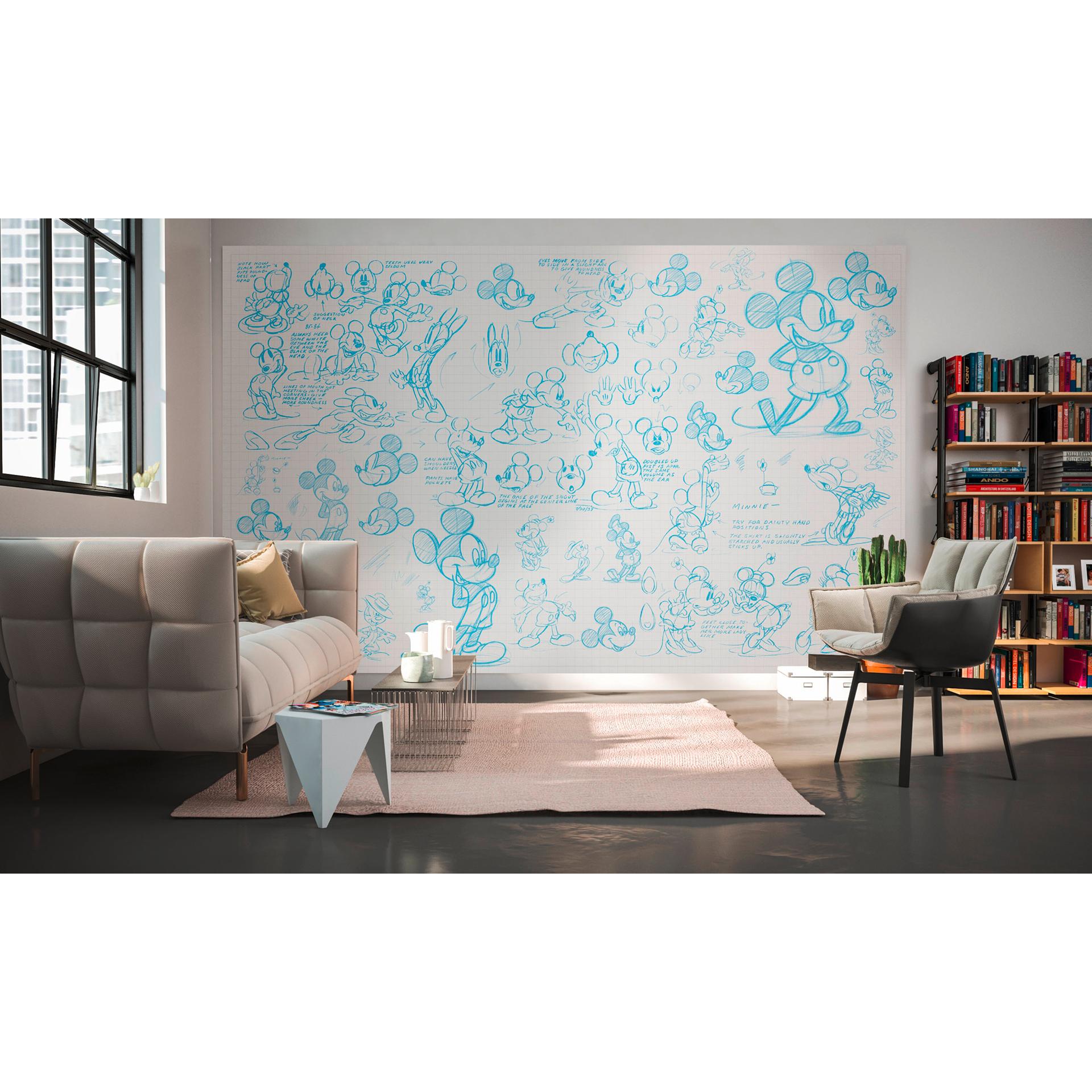 Vlies behang - Mickey Sketches - 400 x 250 cm