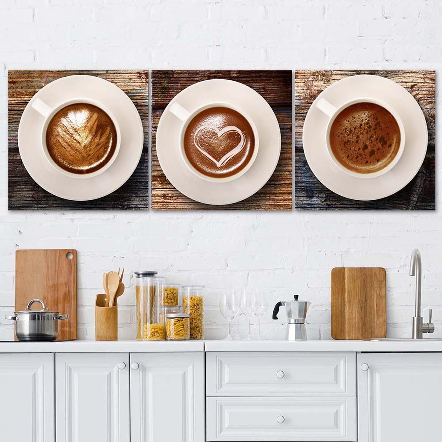 3 stykke lærredsprint, kaffedrik