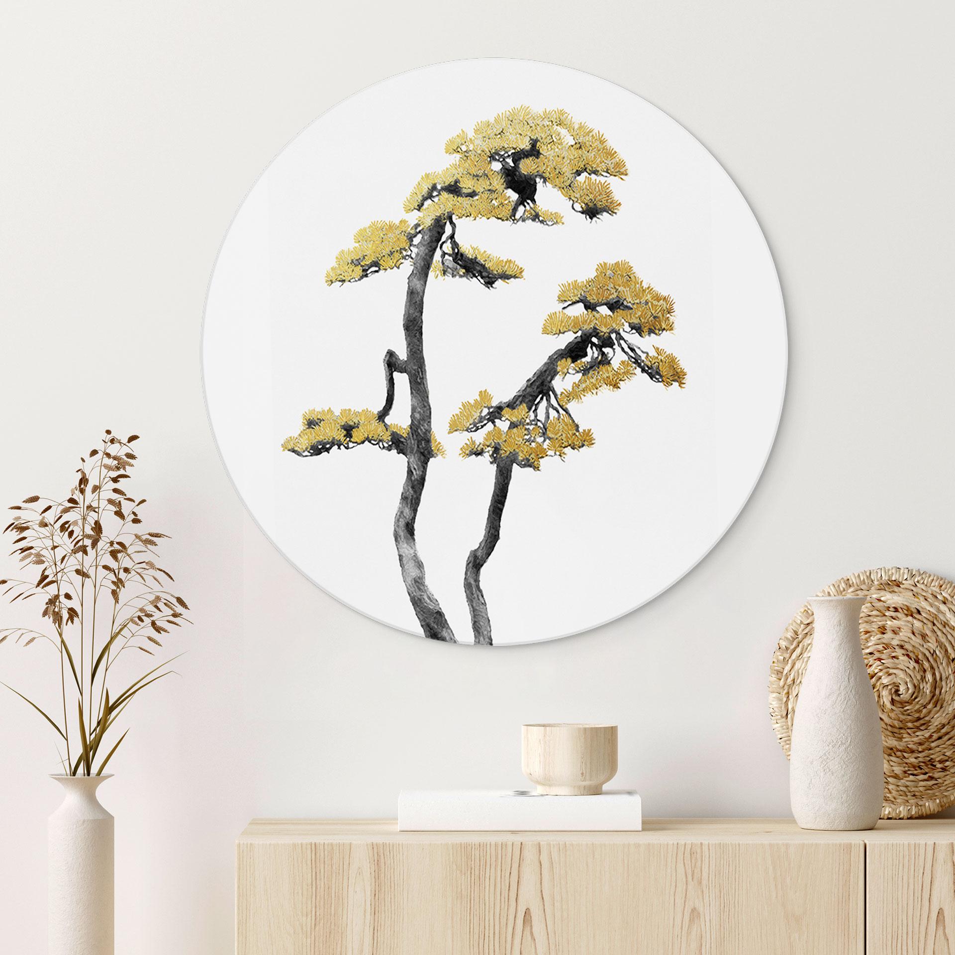 Vægcirkel Amini - Bonsai – print på aluminium (Alu-Dibond)