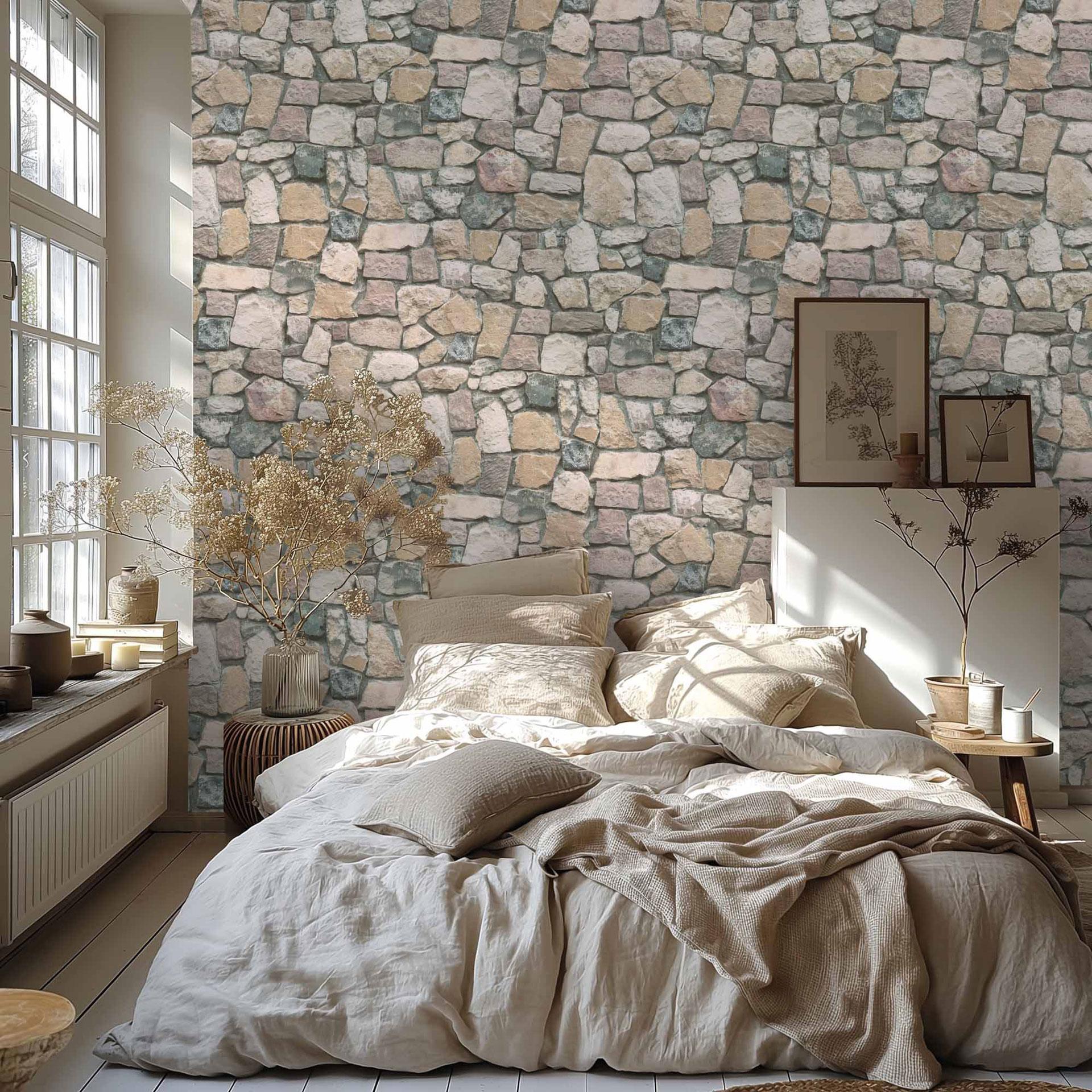 A.S. Création ikke-vævet tapet il Decoro tapet - Naturstenslook, Flerfarvet, Creme, Grå