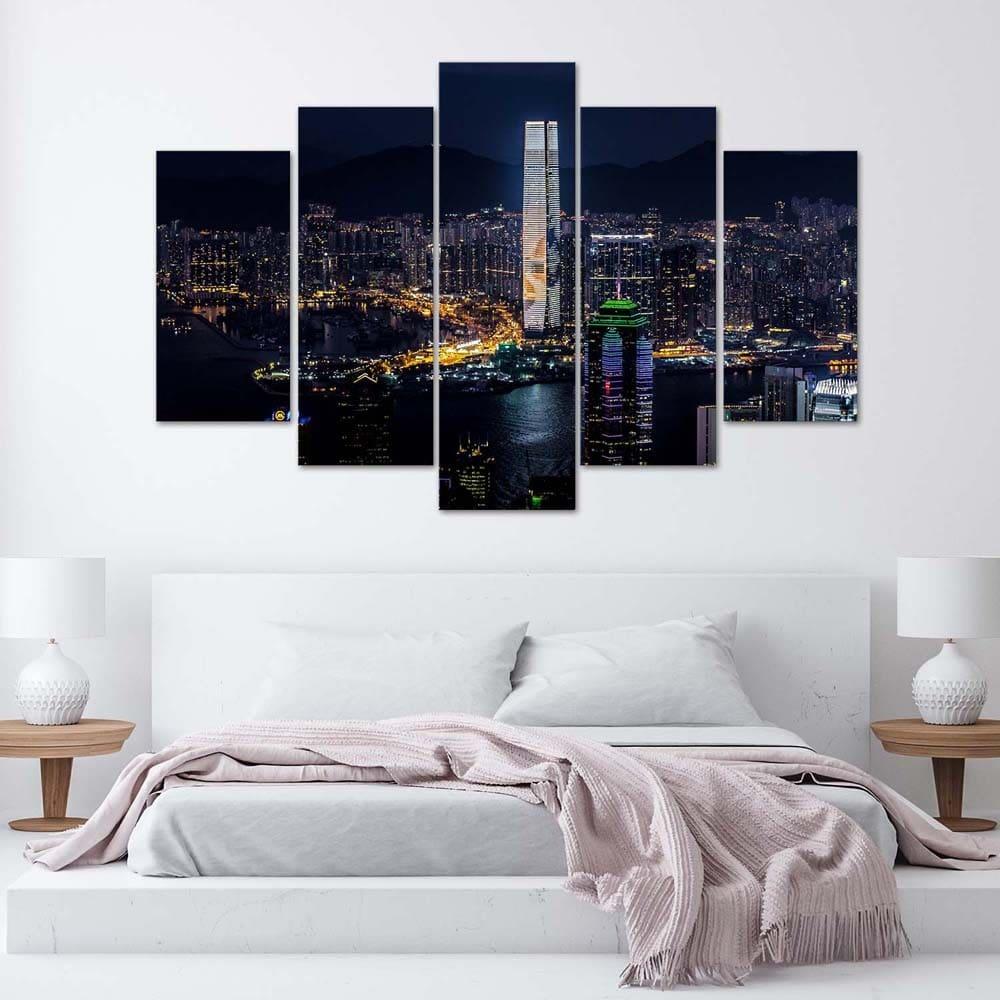 Lærredstryk 5 stykker, Skyline City Skyskraber