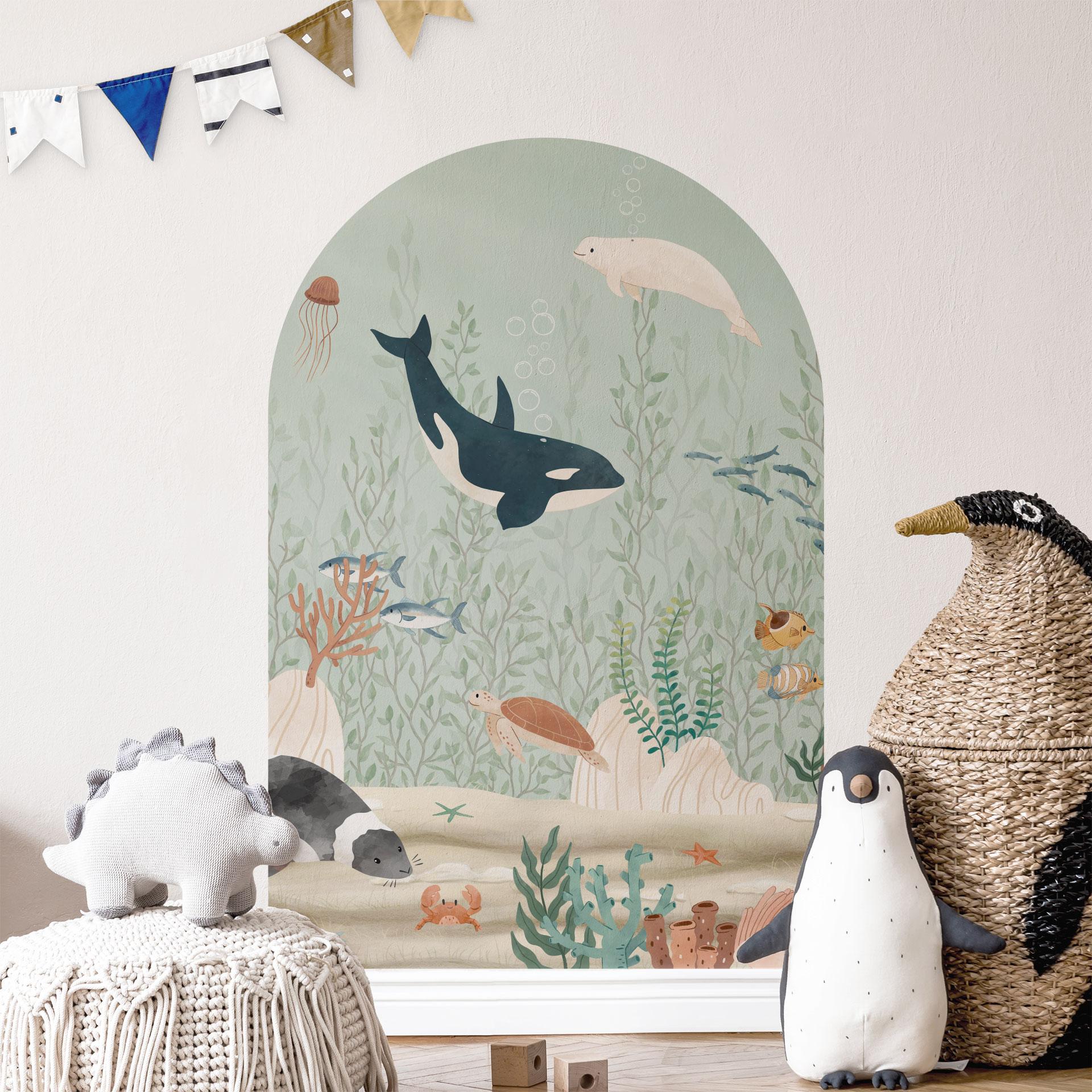 Wallsticker rundbuevægpanel havdyr dybt i havet - Oliver Robins - bred