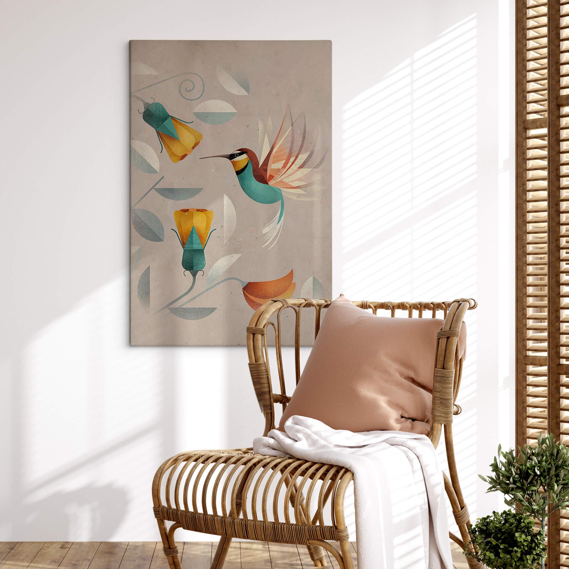 Leinwandbild mit Vogelmotiv - Kolibri - Braun
