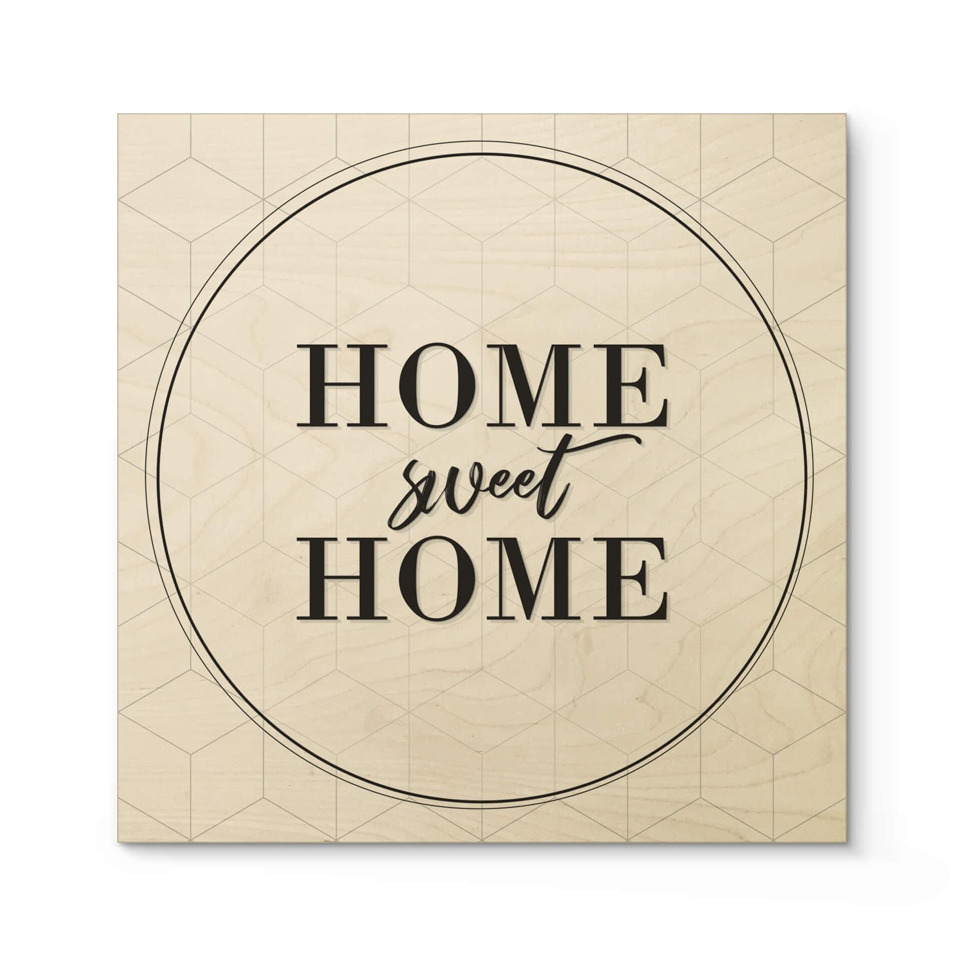 Billede af træ Home sweet Home - firkantet