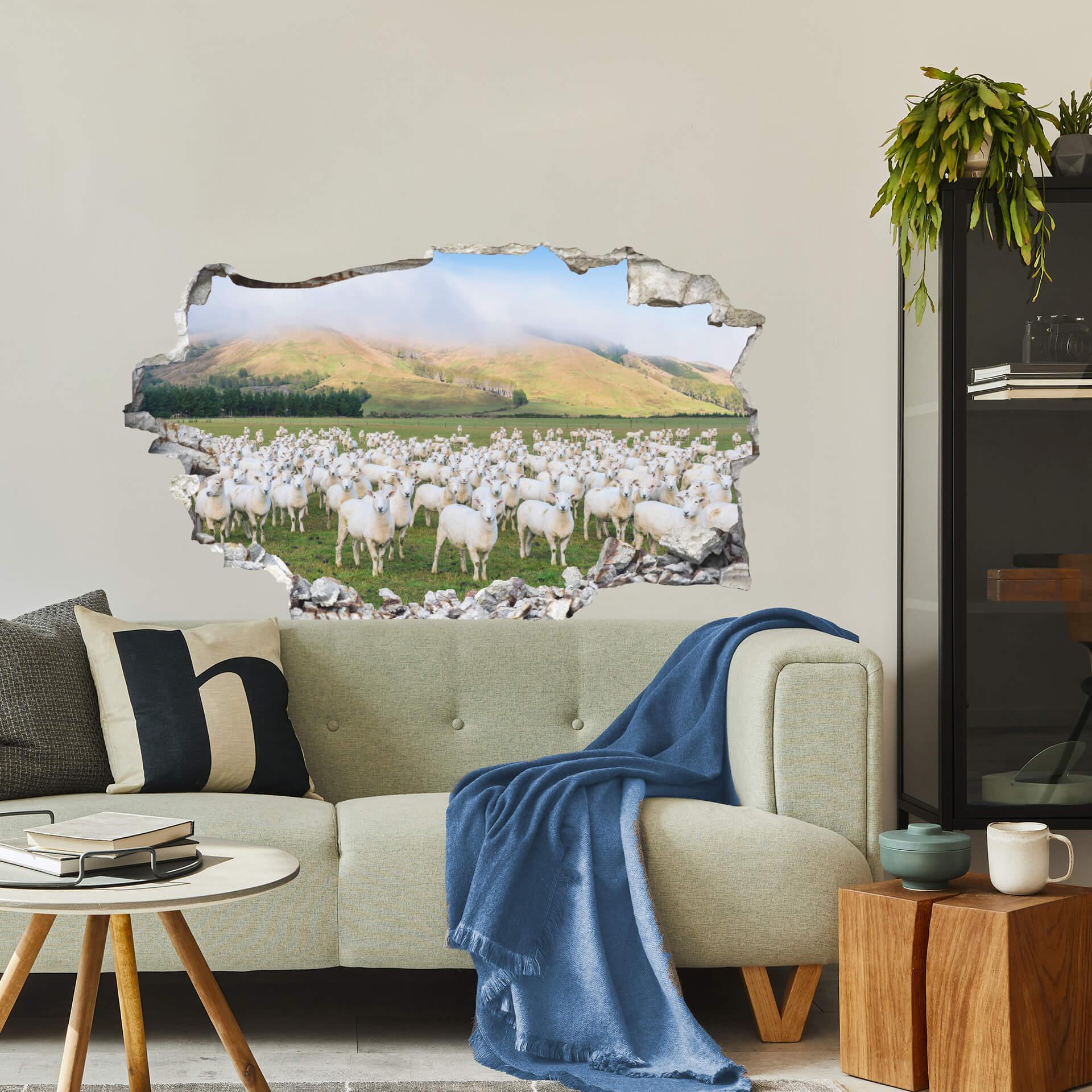 3D Wallsticker Colombo - Fåreflok i New Zealand