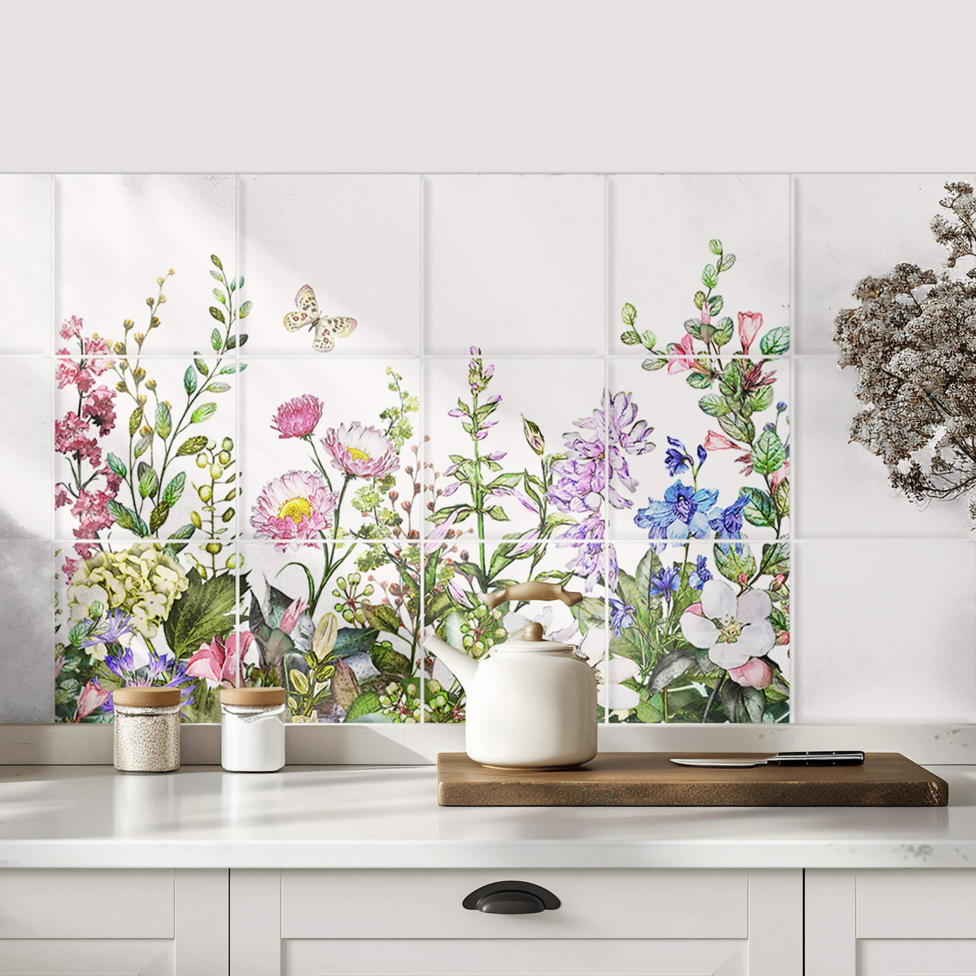 Fliesenaufkleber Sommerwiese - 12er Set