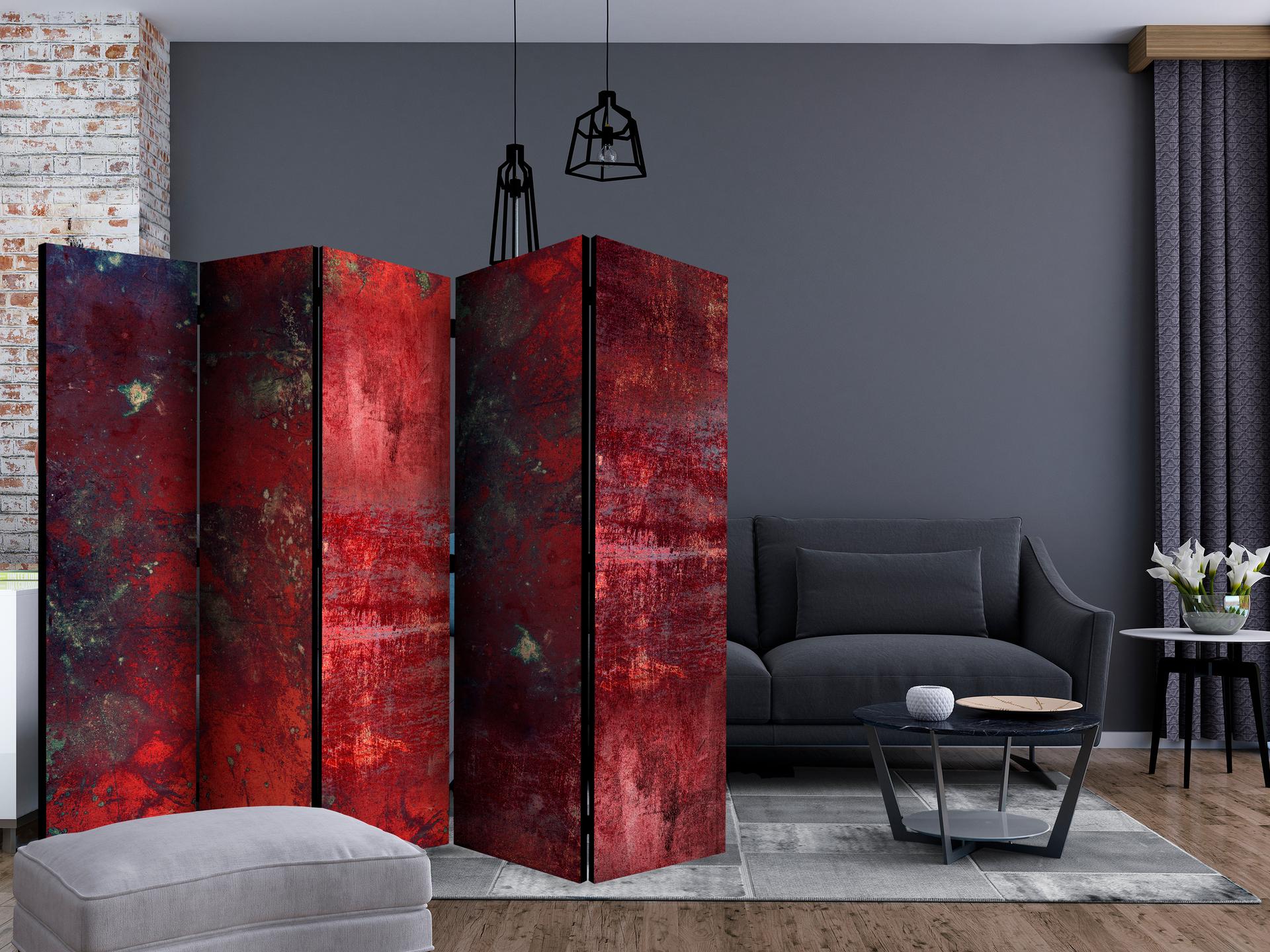 Parete divisoria - Cemento rosso, 5 pezzi - 225x172 cm